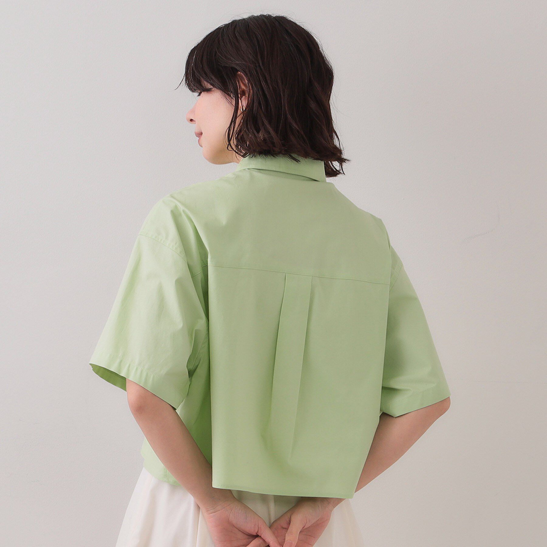 OPAQUE.CLIP「クロップドハーフスリーブシャツ【洗濯機洗い可】」|シャツ・ブラウス|