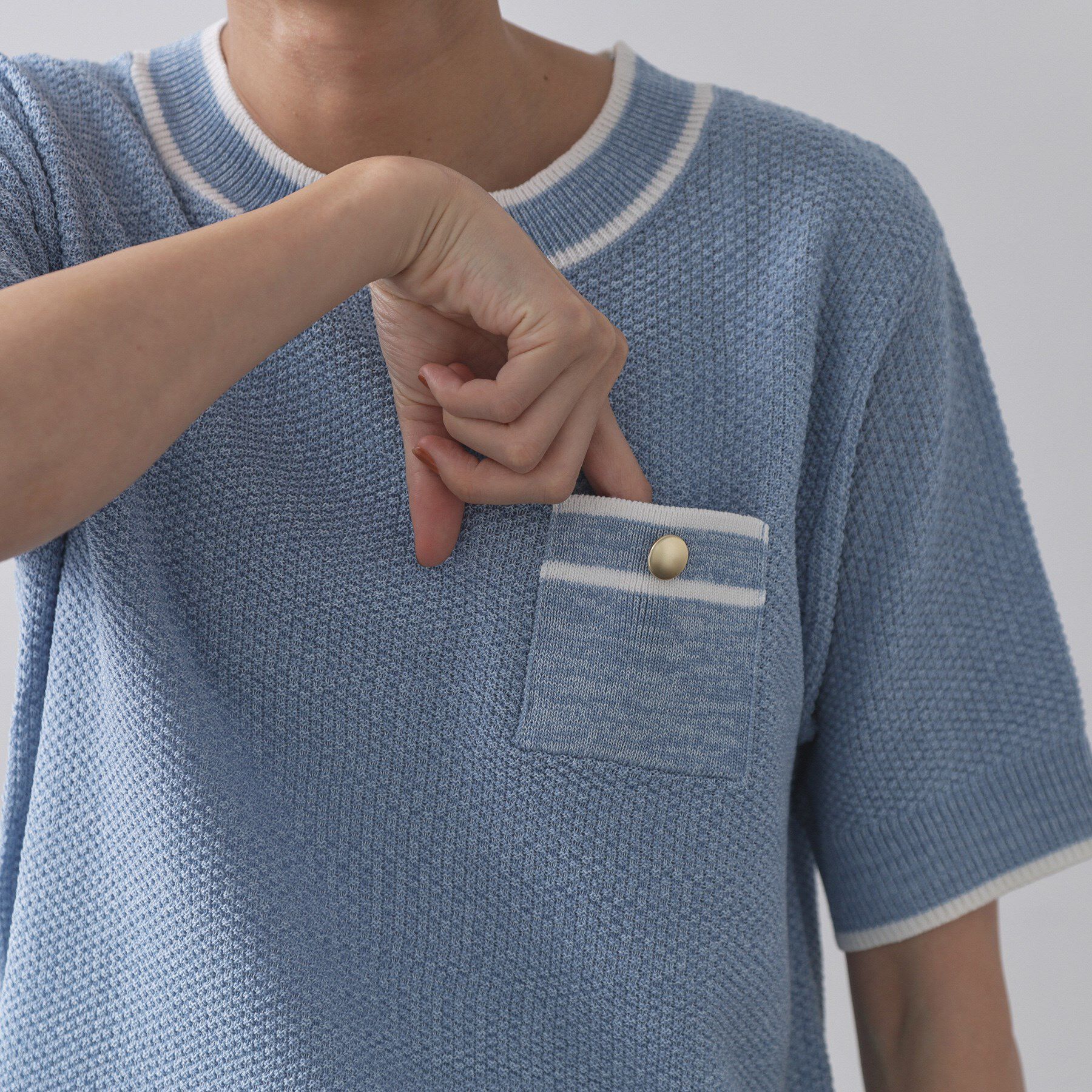 OPAQUE.CLIP「ツイードライクポケット付きニット【洗濯機洗い可/抗ピル】」|ニット・セーター|