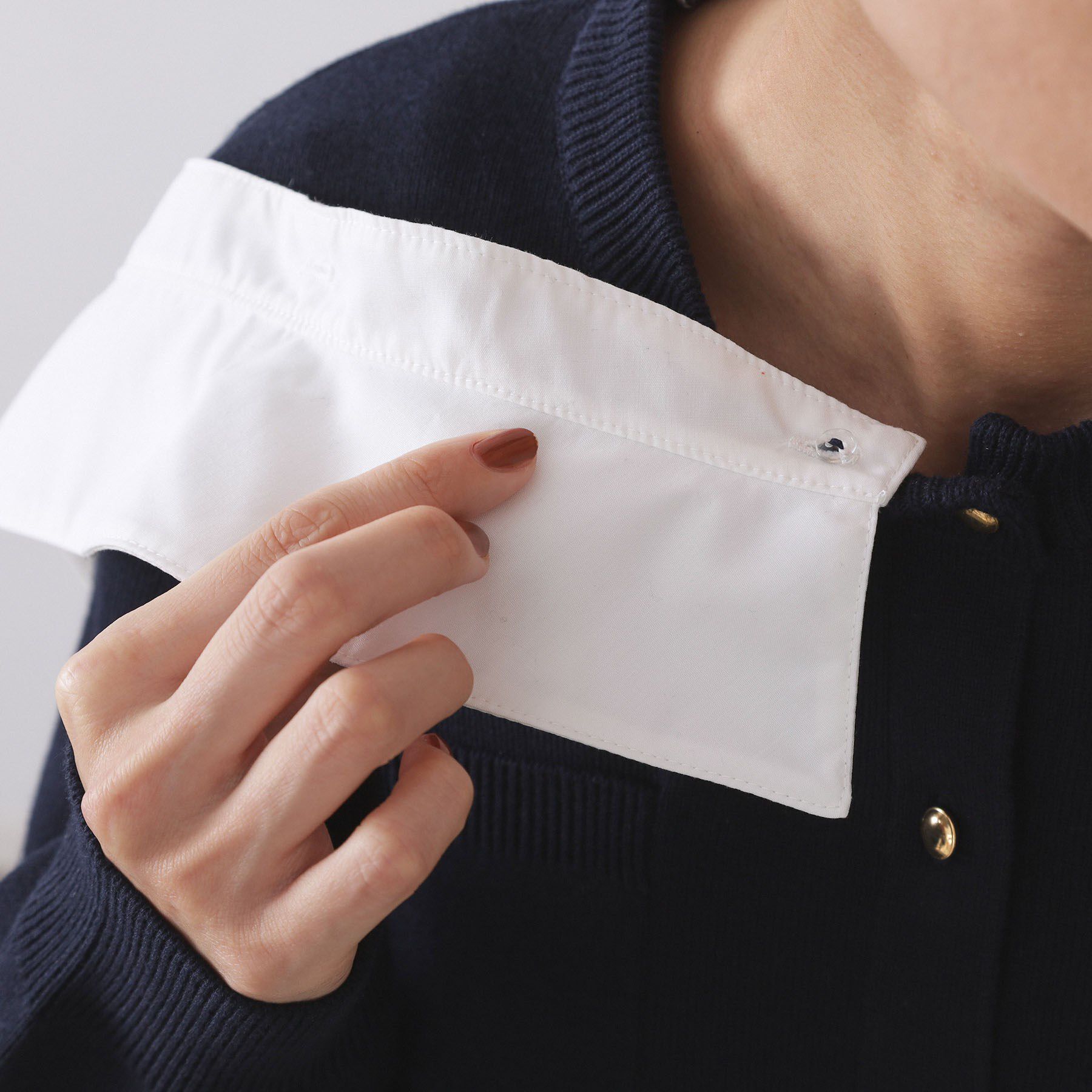 OPAQUE.CLIP「《andGIRL掲載》金ボタンニットカーディガン/衿取り外し可【洗濯機OK】」|カーディガン|