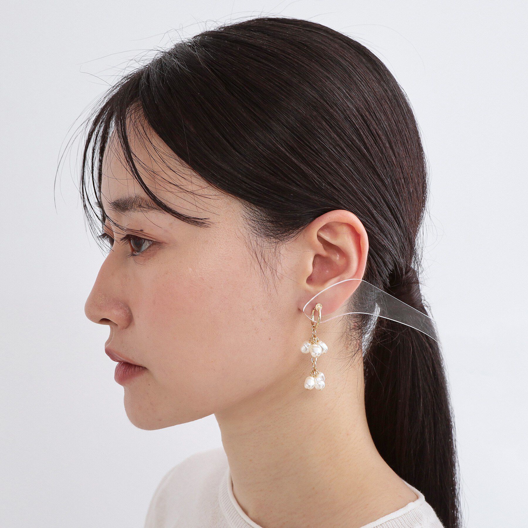 OPAQUE.CLIP「フェイクパールしゃらしゃらイヤリング」|イヤリング|