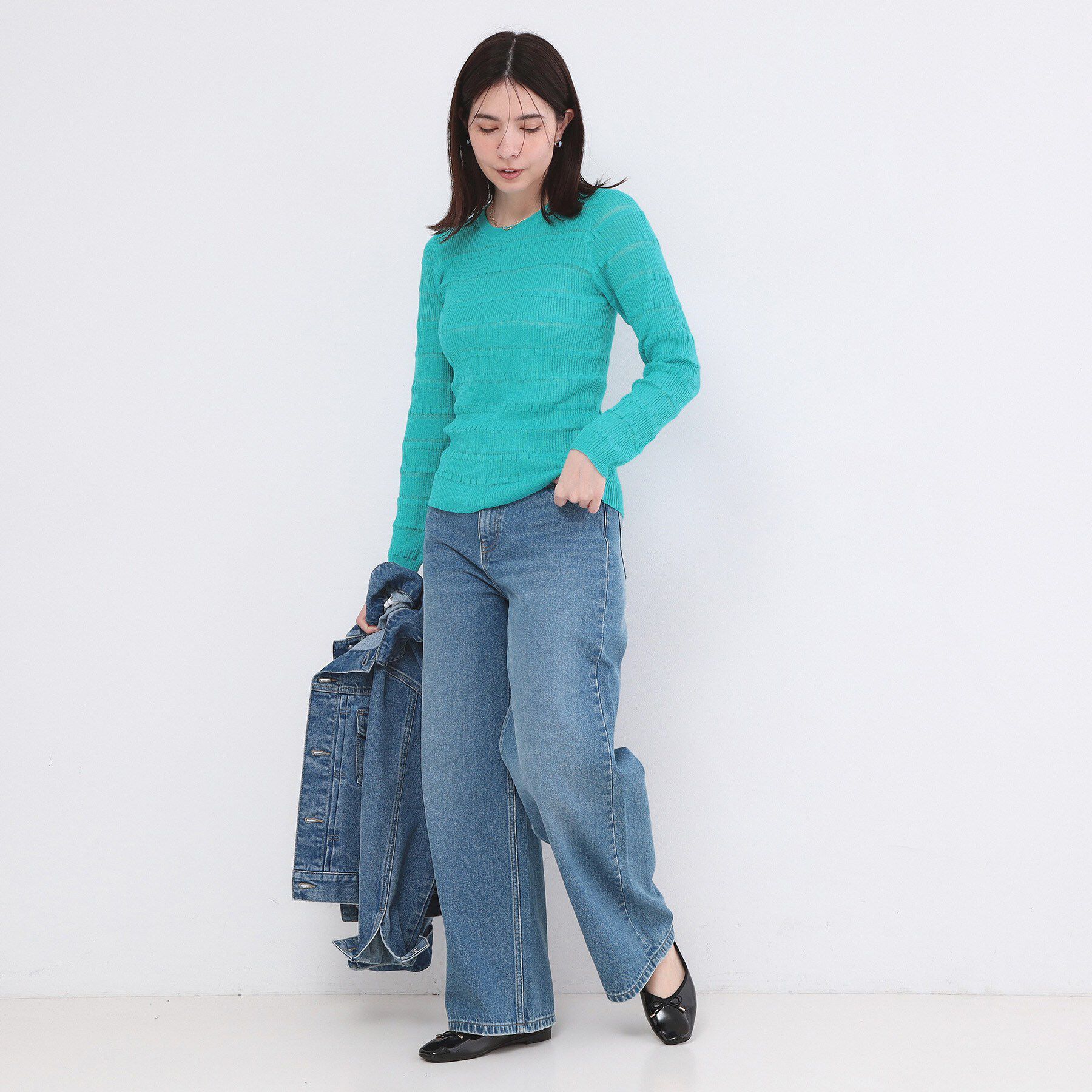 OPAQUE.CLIP「シアーボーダーリブニット【洗濯機OK】」|ニット・セーター|