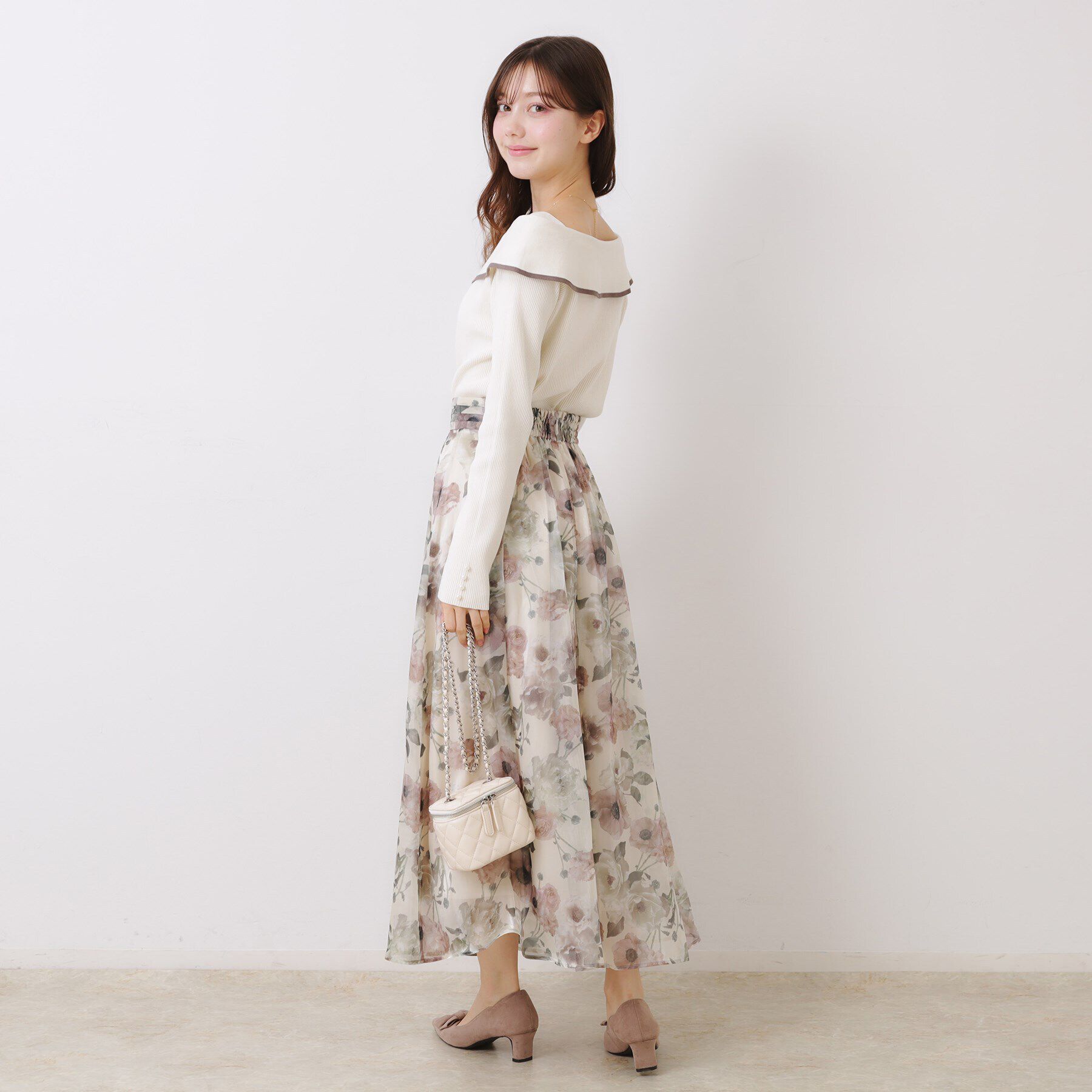 Couture broach「【華奢見え・フェミニン】変形カラーリブニット」|ニット・セーター|