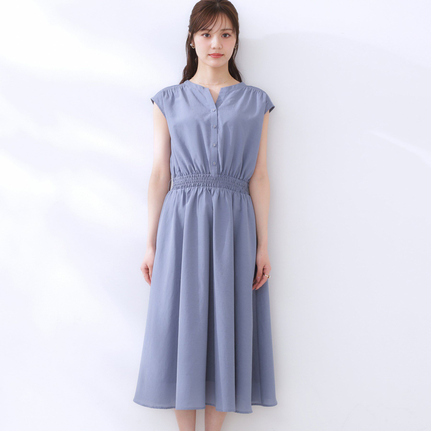 Couture broach「【ドライタッチ・しわになりにくい・通勤】麻調シャツワンピース」|ワンピース|