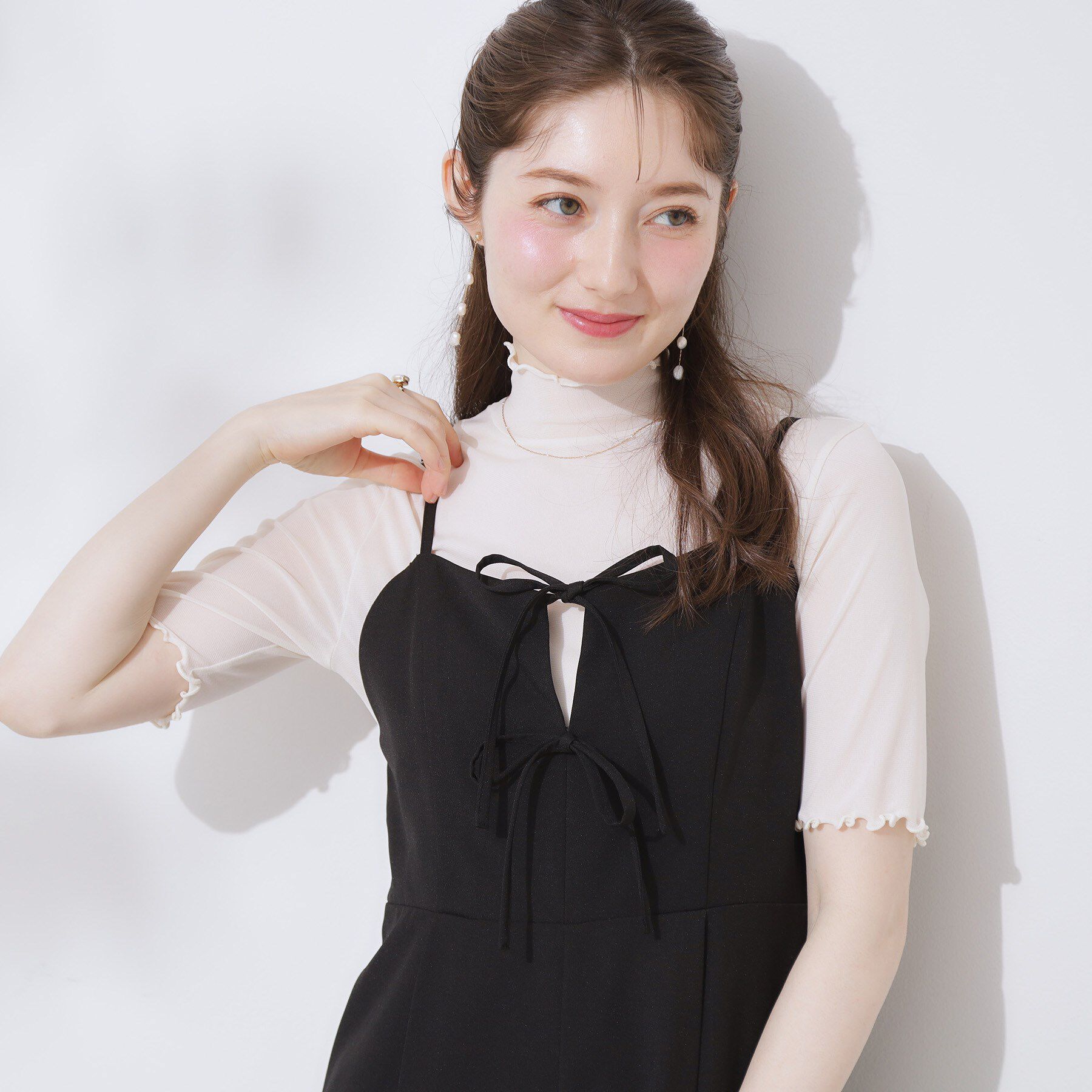 Couture broach「シアーチュール5分袖トップス」|Tシャツ・カットソー|オフホワイト(003