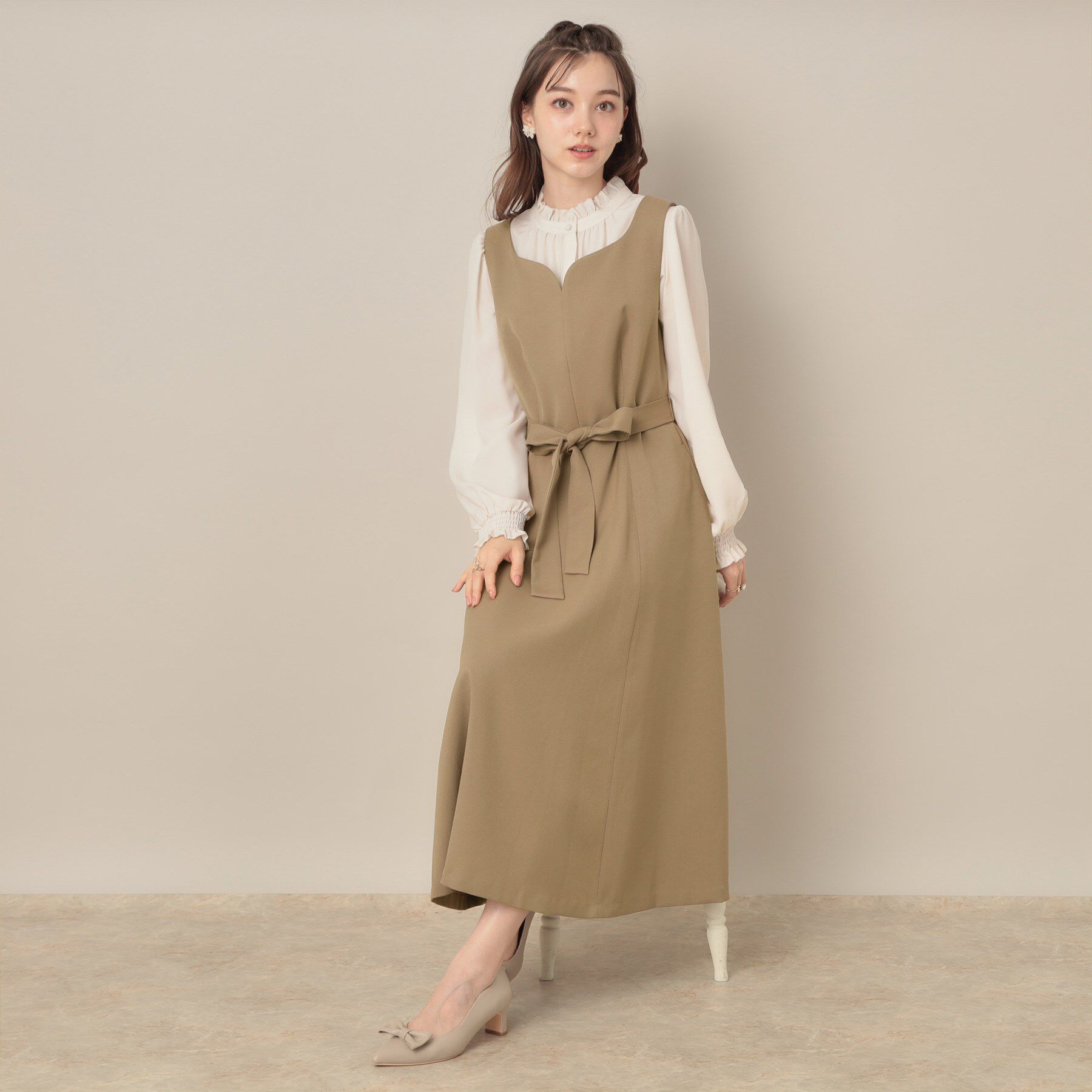 Couture broach「【帯電防止・通勤】ハートネック フレアージャンスカ」|ワンピース|