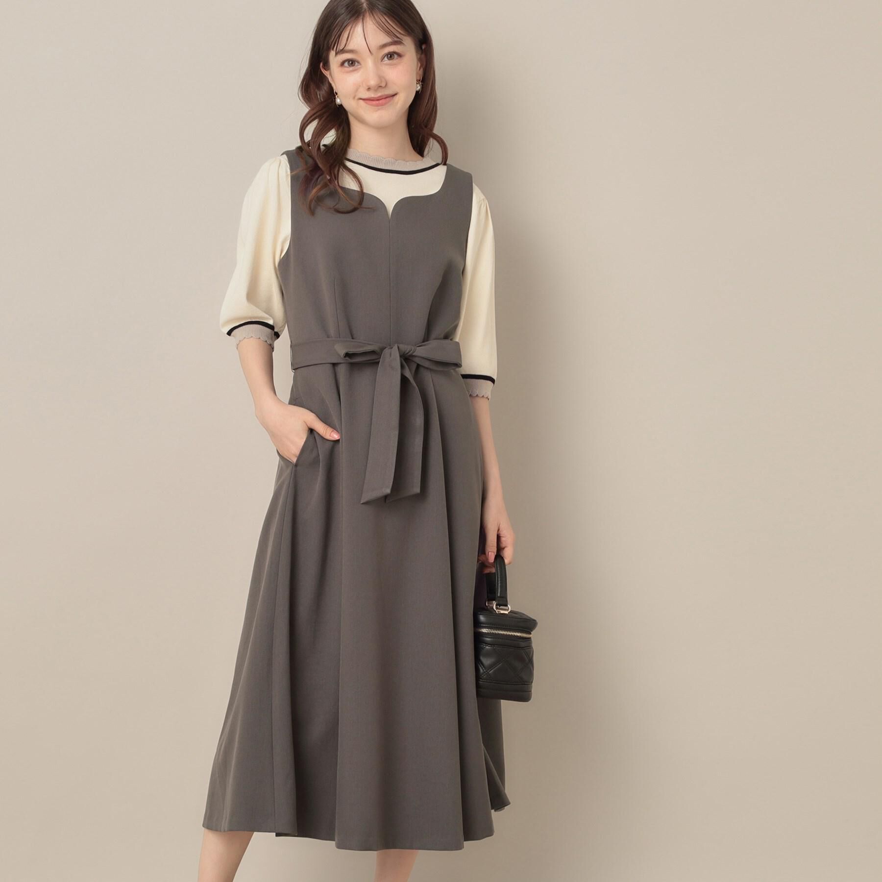 Couture broach「【帯電防止・通勤】ハートネック フレアージャンスカ」|ワンピース|
