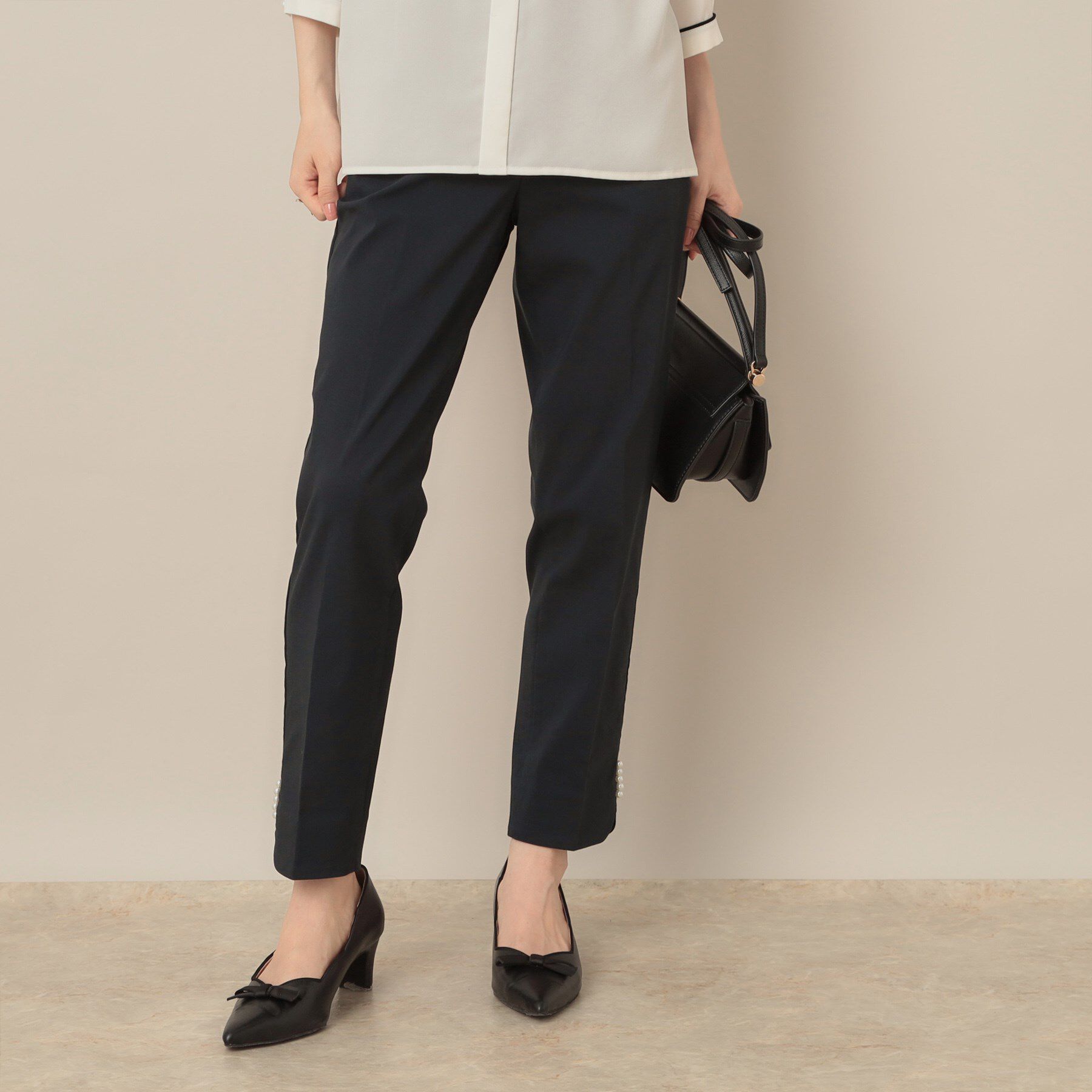 Couture broach「ポイントパール調ハイパーストレッチパンツ」|その他|ネイビー(094)
