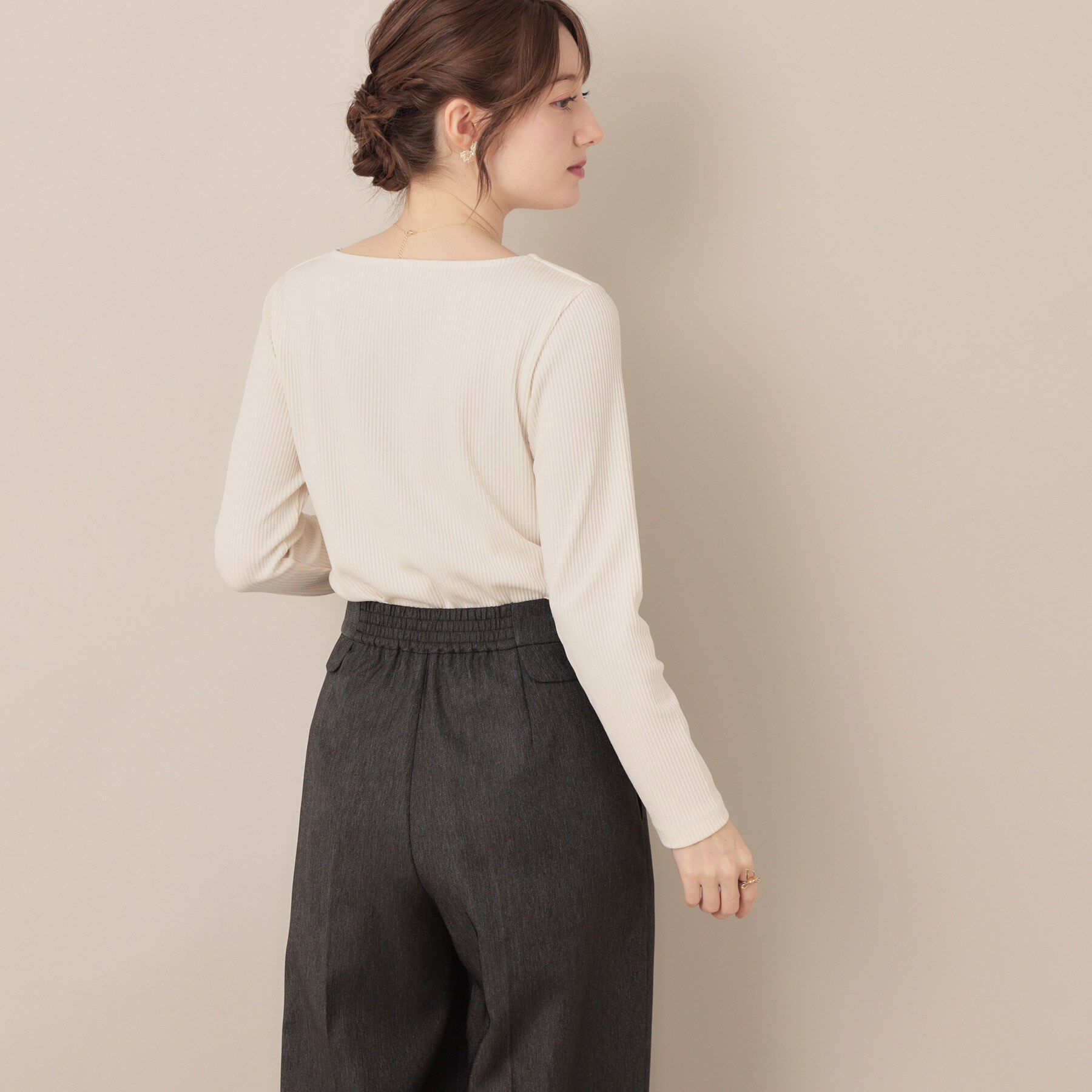 Couture broach「【マシンウォッシャブル・通勤・大人可愛い】ハートネックテレコプルオーバー」|Tシャツ・カットソー|