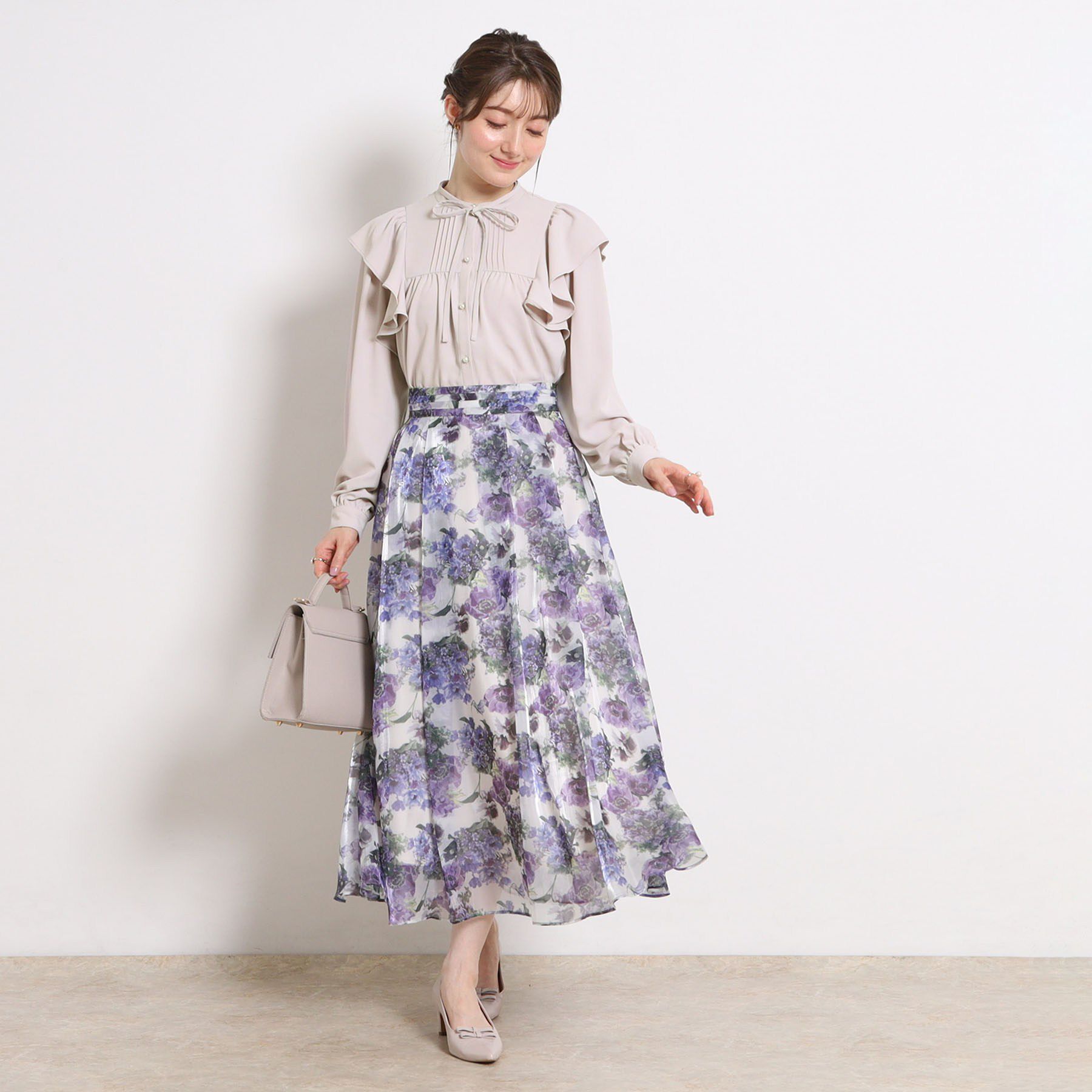 Couture broach「【洗える・リボン取り外し可】フリルジョーゼットブラウス」|シャツ・ブラウス|