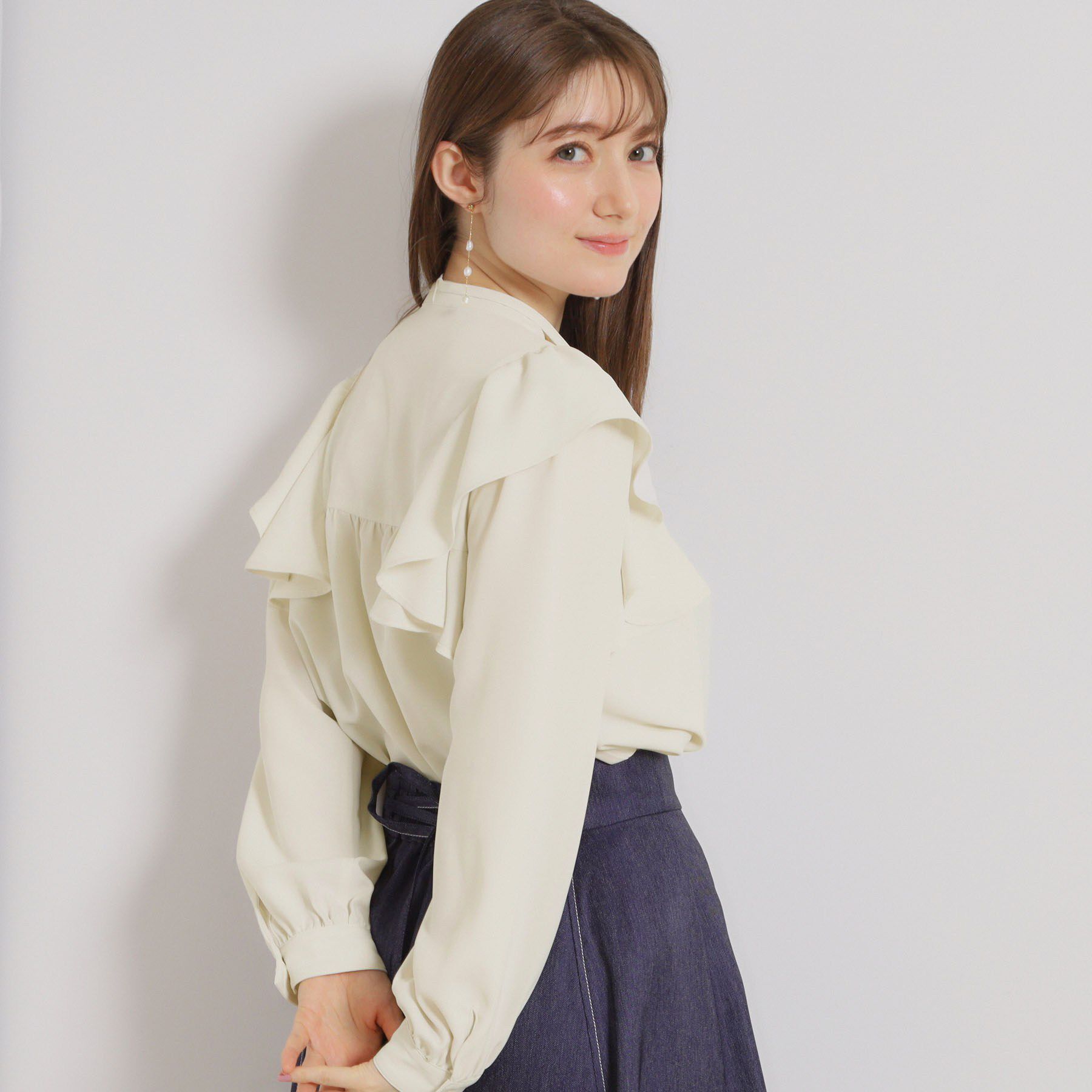 Couture broach「【洗える・リボン取り外し可】フリルジョーゼットブラウス」|シャツ・ブラウス|