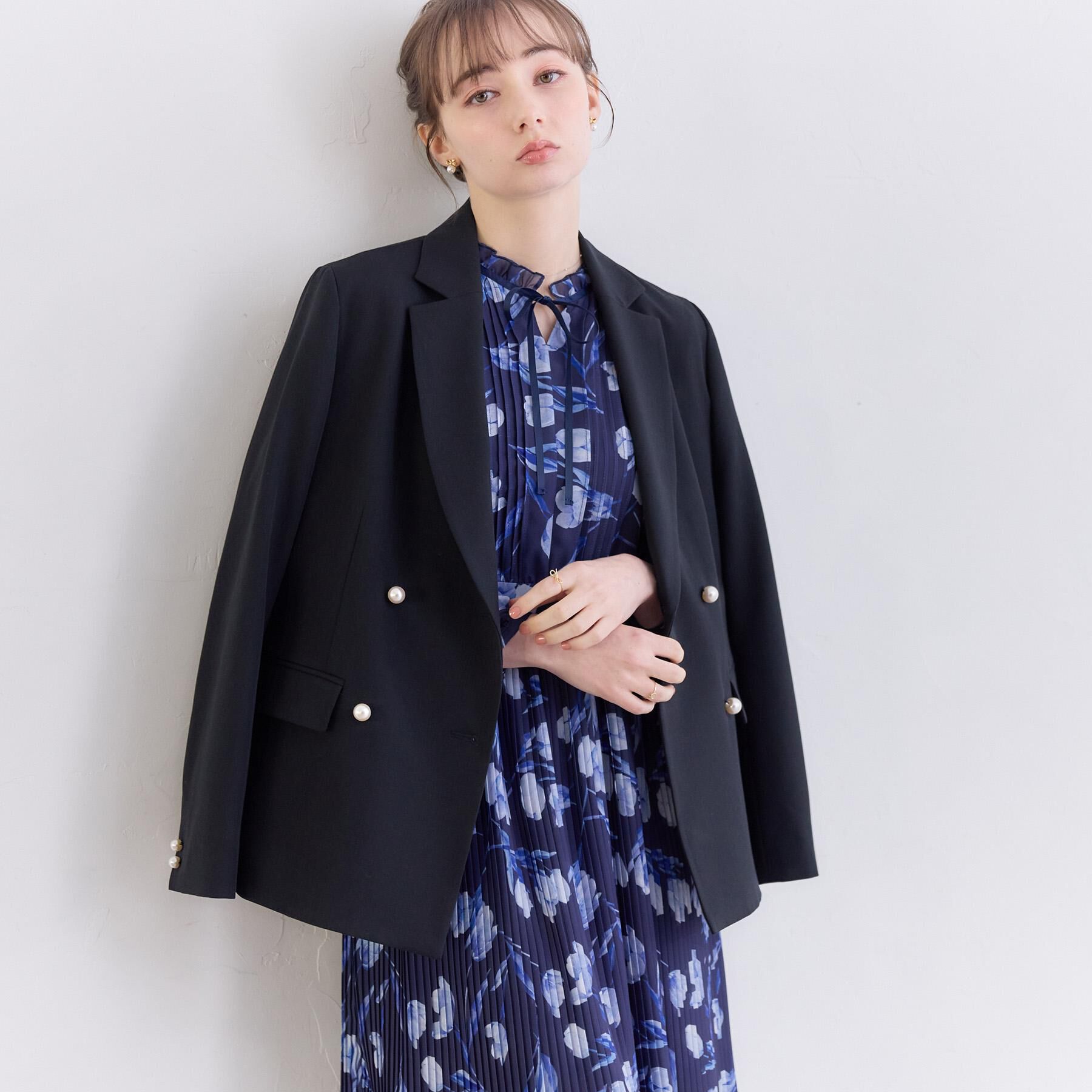 Couture broach「【洗える・ハレの日・通勤】パール調ボタン テーラードジャケット」|テーラードジャケット|