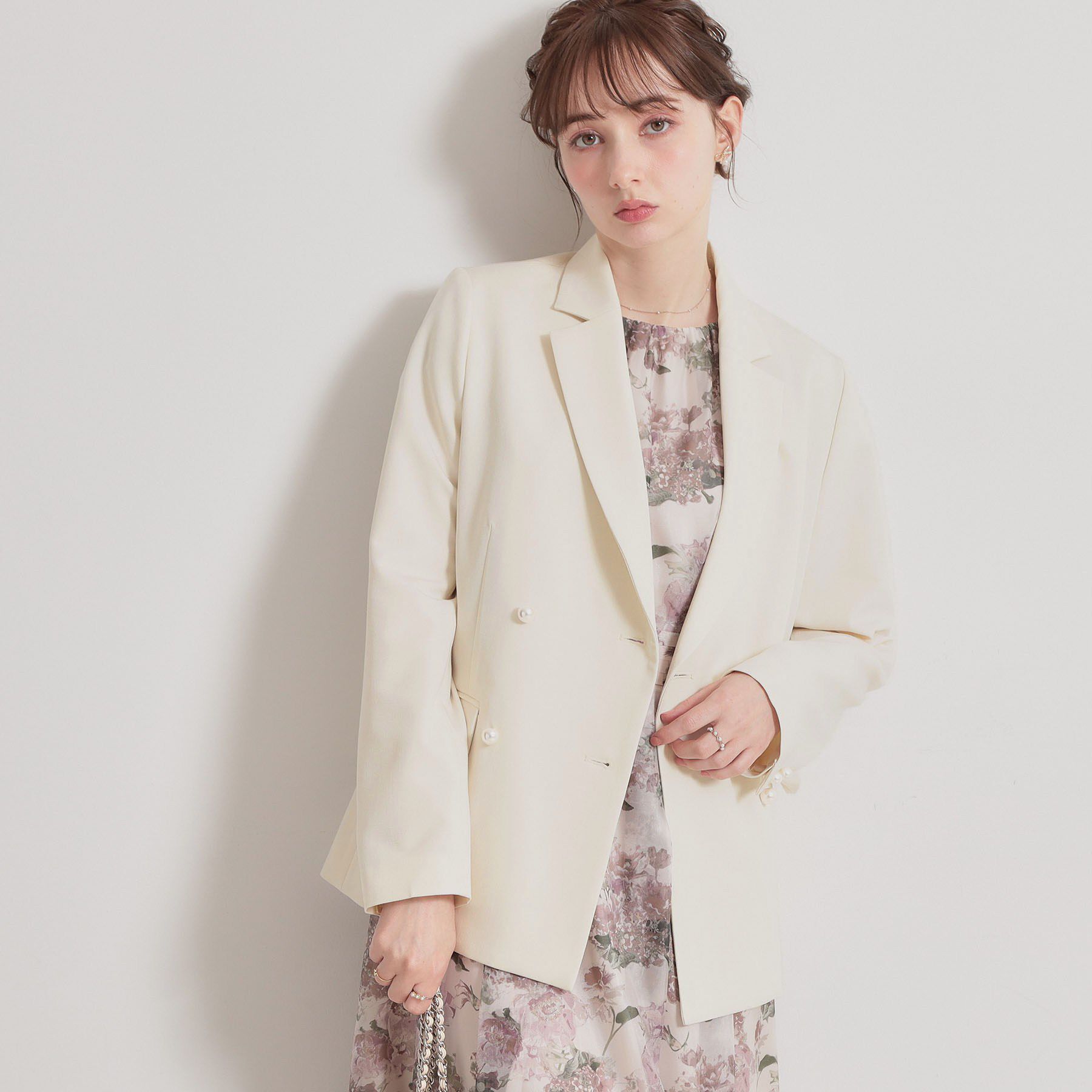 Couture broach「【洗える・ハレの日・通勤】パール調ボタン テーラードジャケット」|テーラードジャケット|