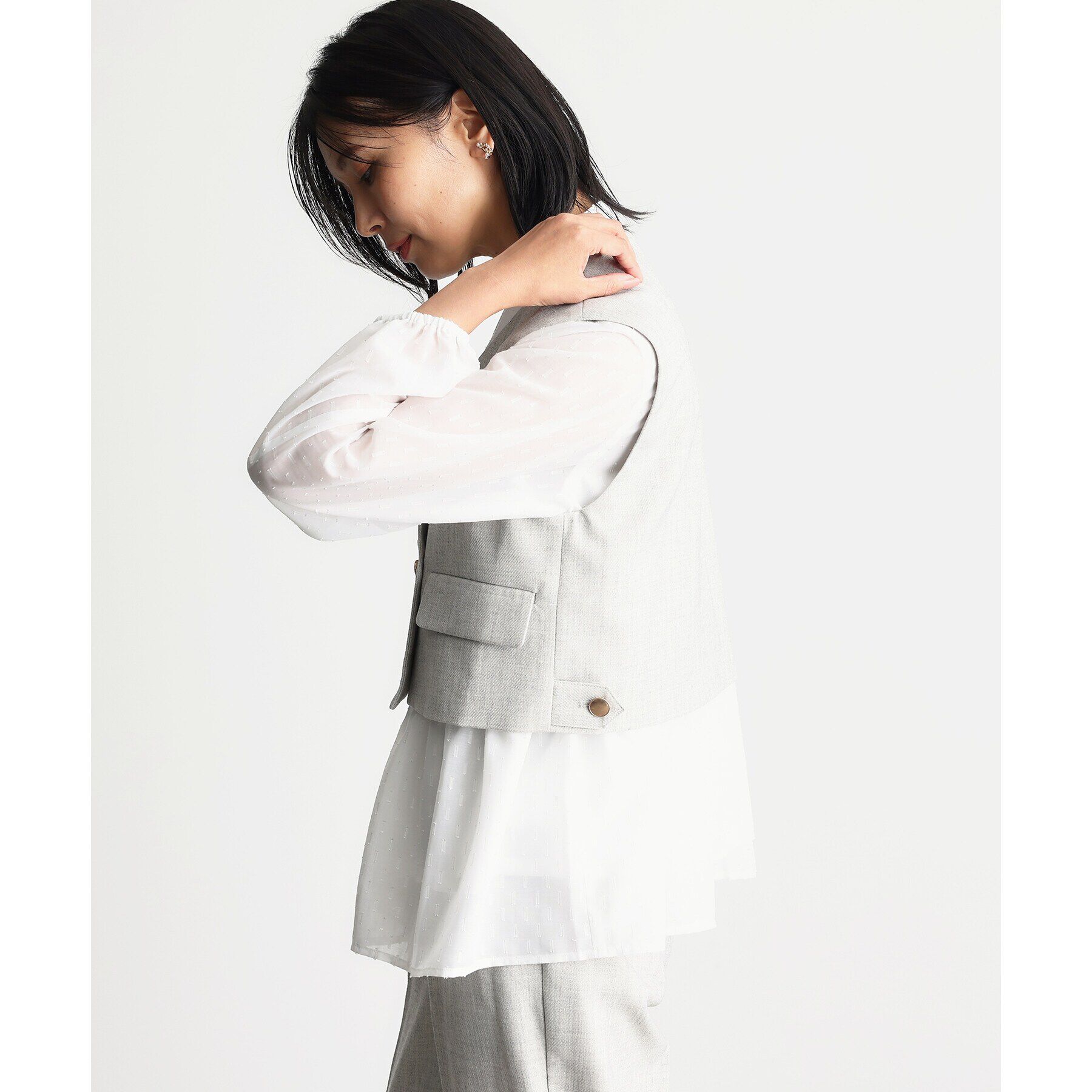 THE SHOP TK「【セットアップ可／ONOFF活躍】カルゼショートジレ／洗える」|ベスト・ジレ|