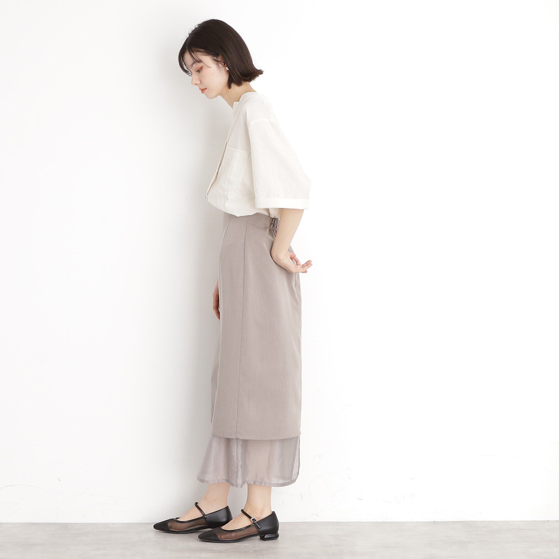 THE SHOP TK「ダブルポケット5分袖シャツ【体型カバー/洗濯機OK】」|シャツ・ブラウス|