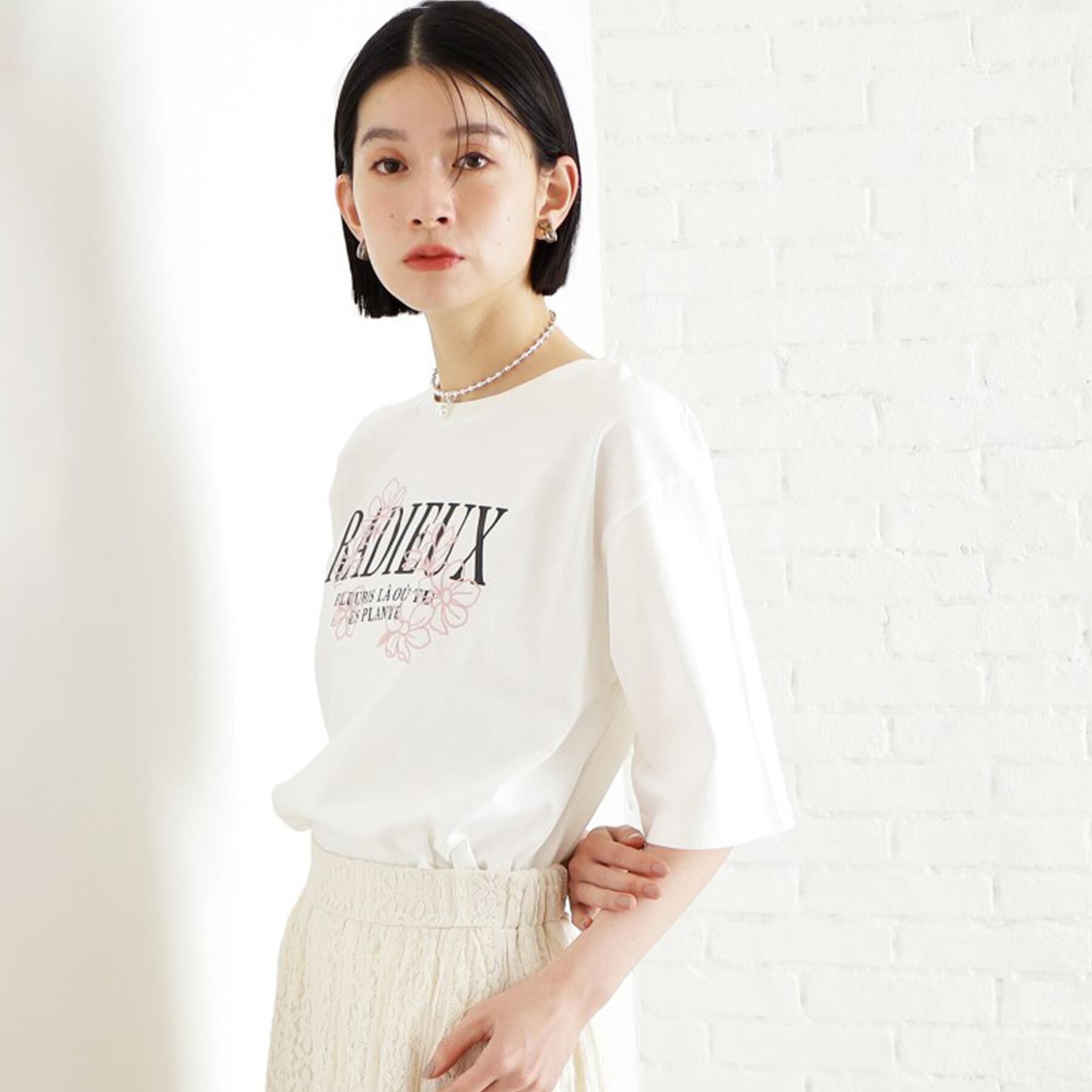 THE SHOP TK「オーガニックコットンロゴＴ【洗濯機OK】」|Tシャツ・カットソー|オフホワイト(003