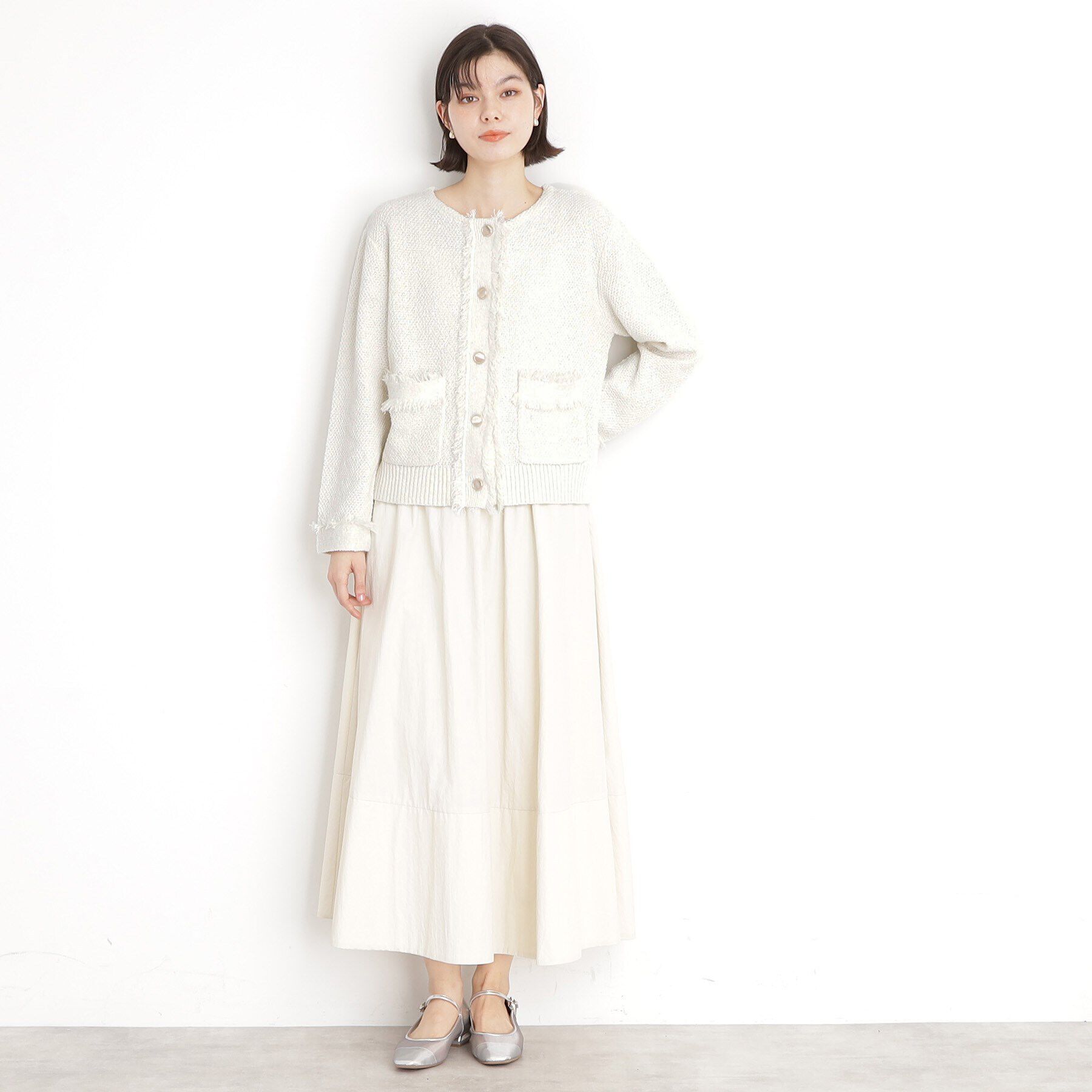 THE SHOP TK「【通勤/新生活】ノーカラーカーディガン/洗える」|カーディガン|