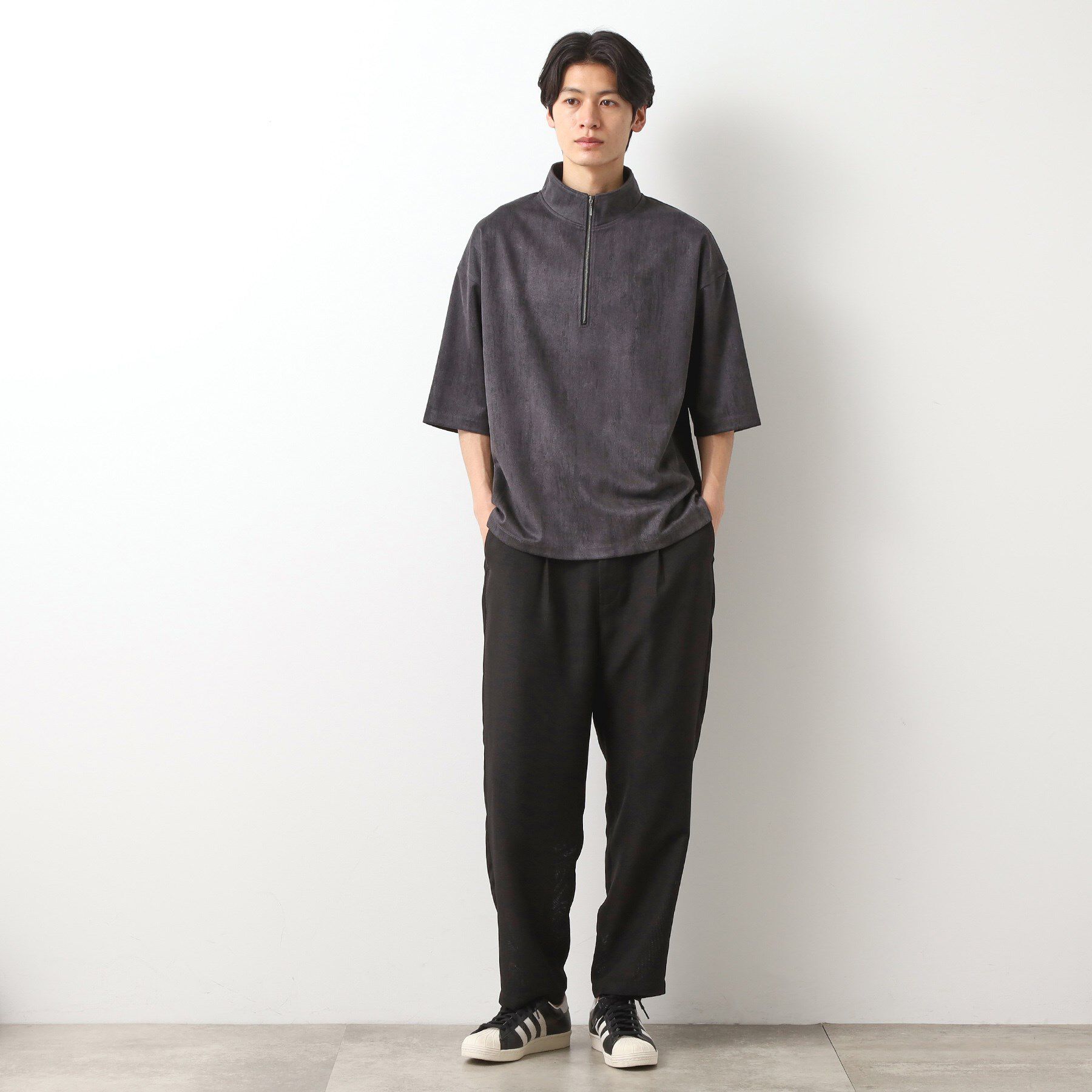 THE SHOP TK「スウェードプリントハーフジッププルオーバー　【オーバーサイズ/洗濯機OK】」|Tシャツ・カットソー|