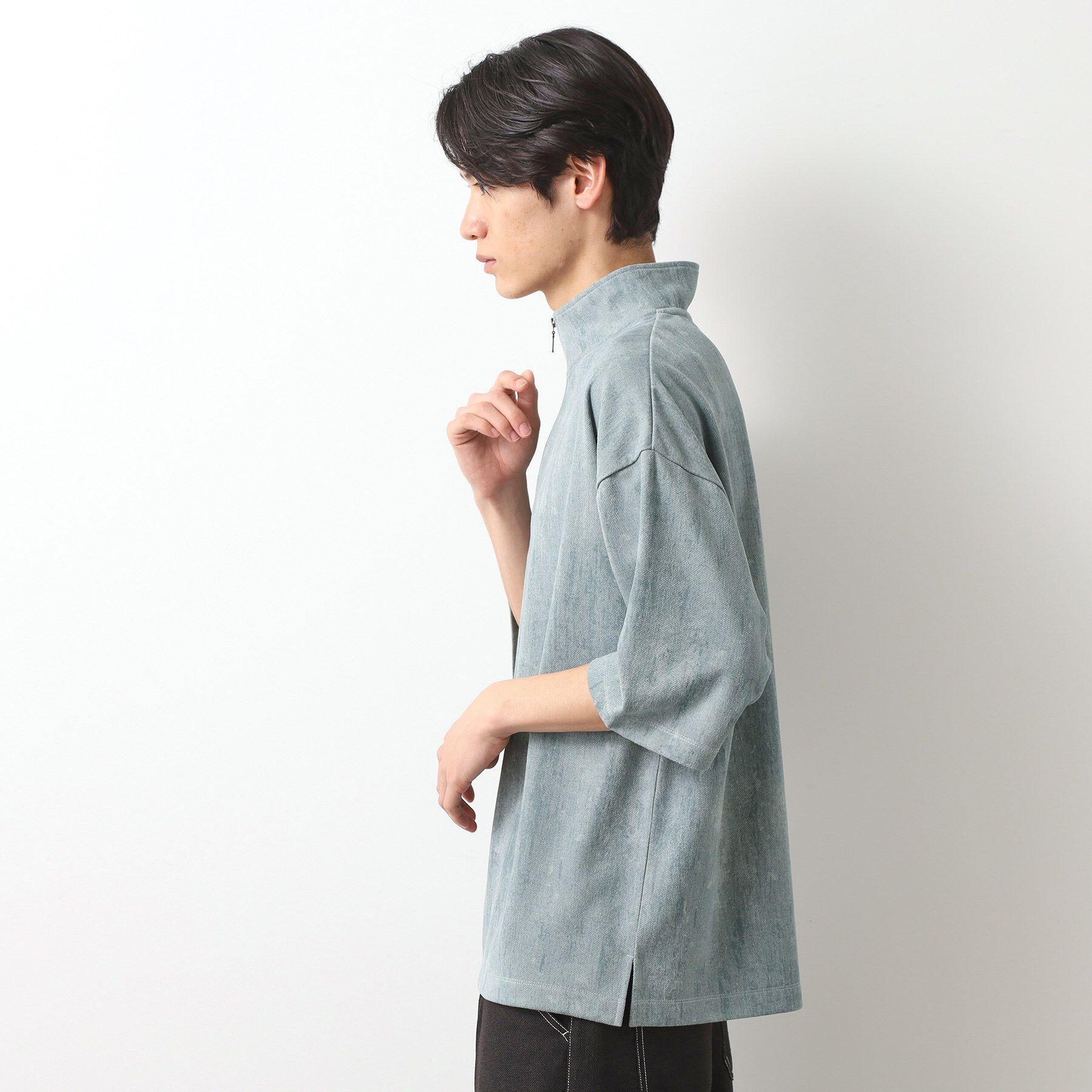 THE SHOP TK「スウェードプリントハーフジッププルオーバー　【オーバーサイズ/洗濯機OK】」|Tシャツ・カットソー|