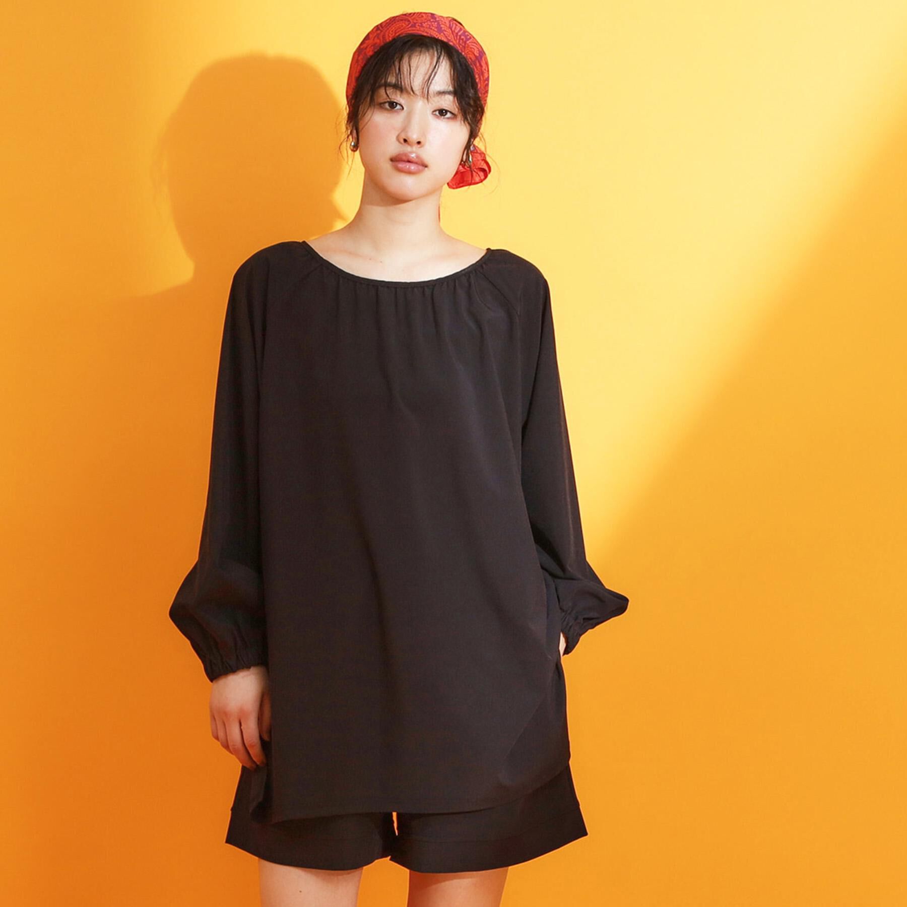 THE SHOP TK「【mizugiwa/ラッシュガード】ギャザーチュニック/前後2WAY/セットアップ可/接触冷感/UV」|シャツ・ブラウス|