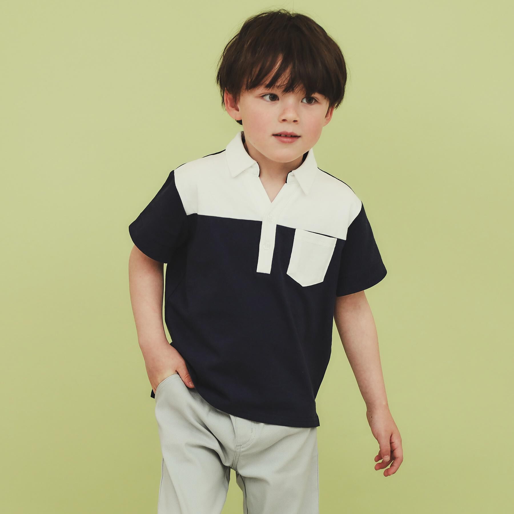 THE SHOP TK「【110－150】切り替えポロシャツ/洗濯機OK」|ポロシャツ|