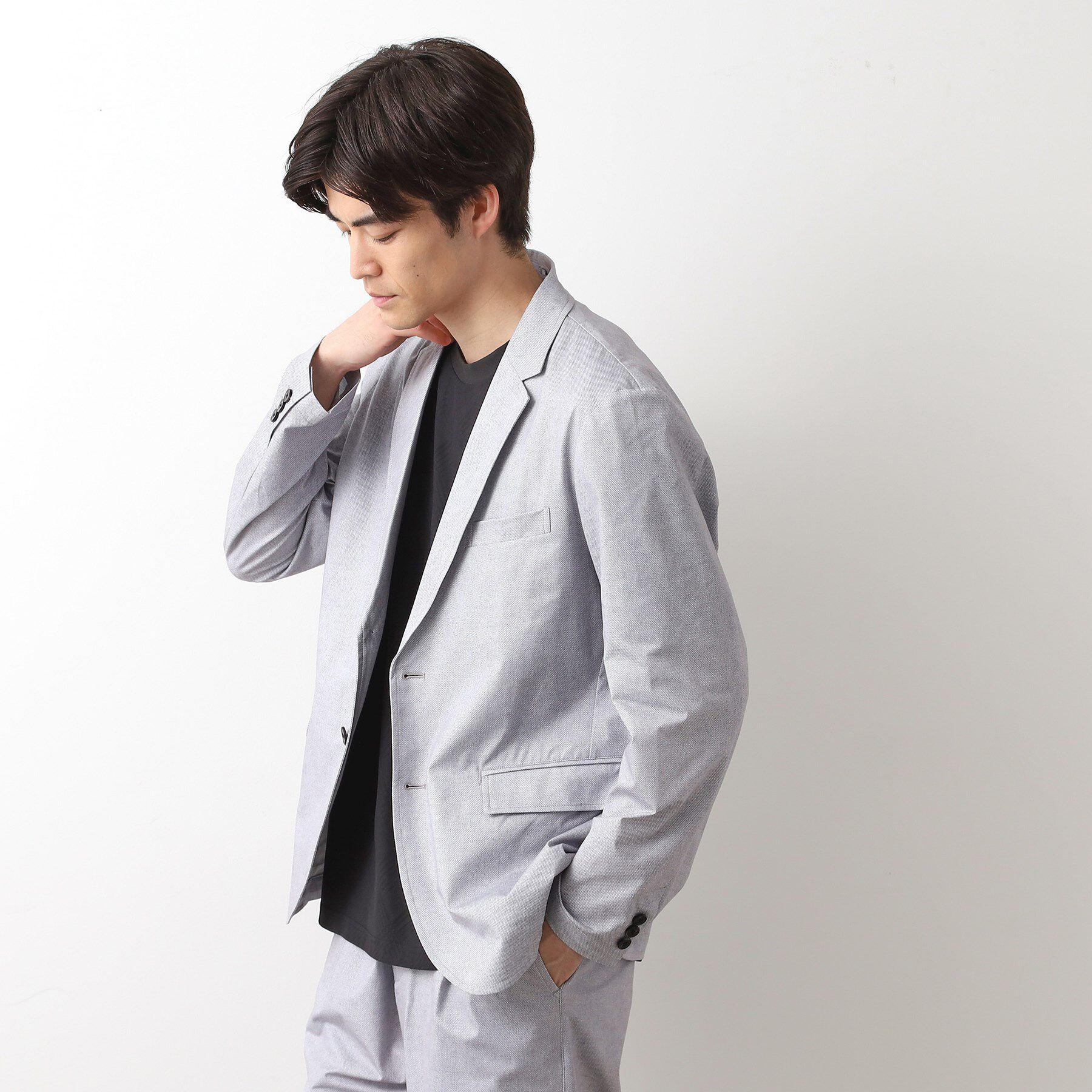 THE SHOP TK「スマートムーブメッシュバーズアイジャケット【軽量/洗濯機OK/セットアップ可】」|テーラードジャケット|