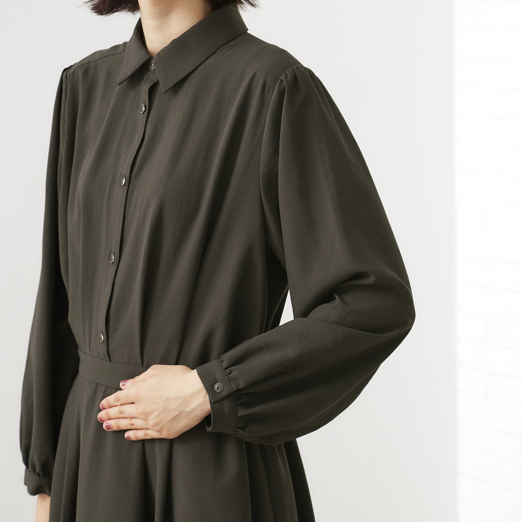 THE SHOP TK「【春まで着られる】フィット＆フレア長袖ワンピース」|ワンピース|