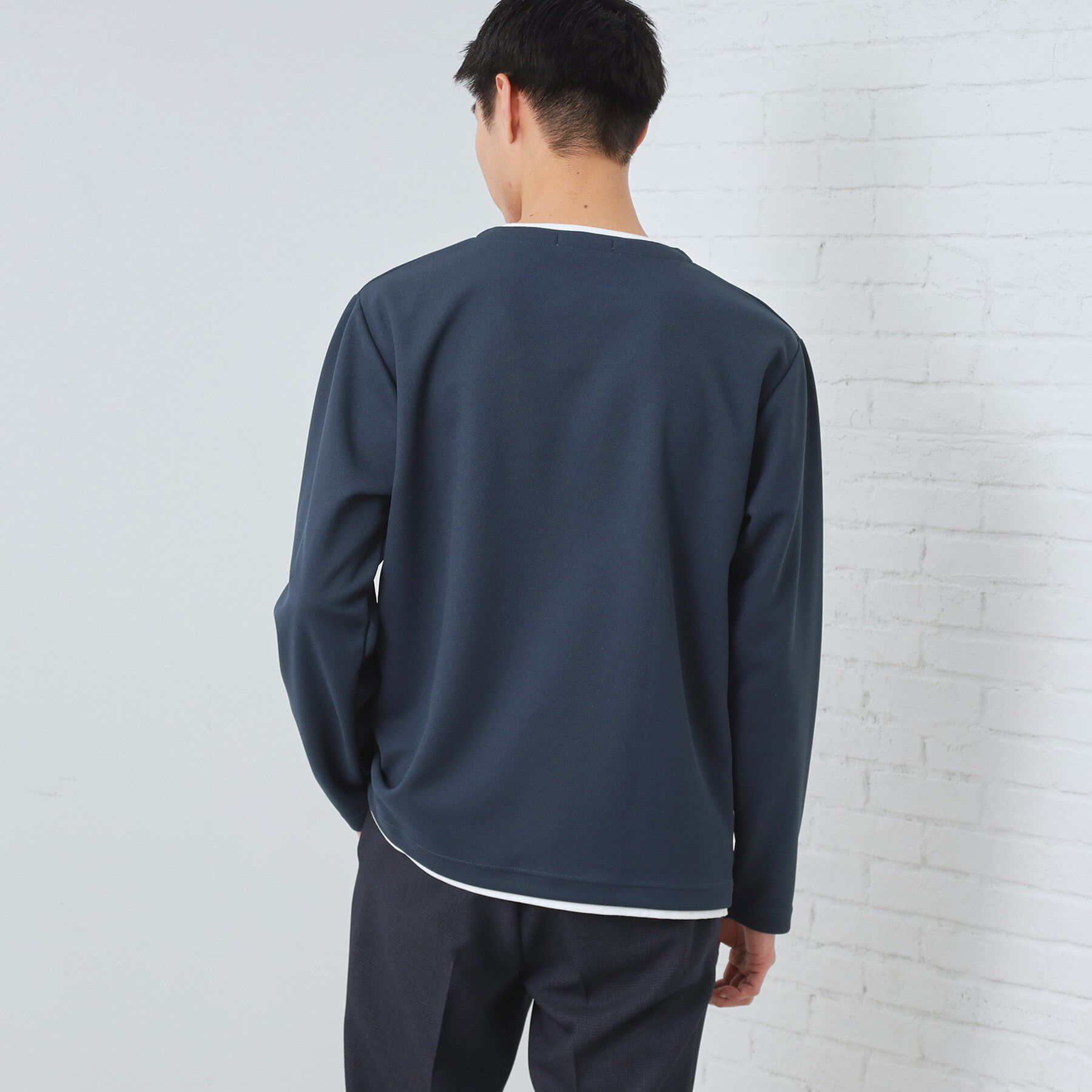 THE SHOP TK「【1枚で手抜きに見えない】キーネック フェイクレイヤード長袖Tシャツ」|Tシャツ・カットソー|