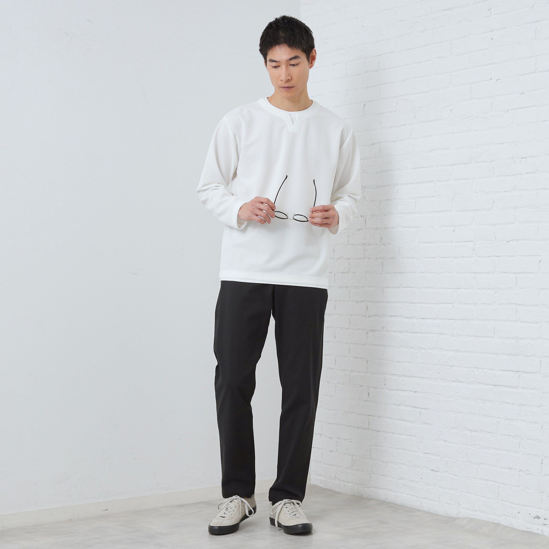 THE SHOP TK「【1枚で手抜きに見えない】キーネック フェイクレイヤード長袖Tシャツ」|Tシャツ・カットソー|