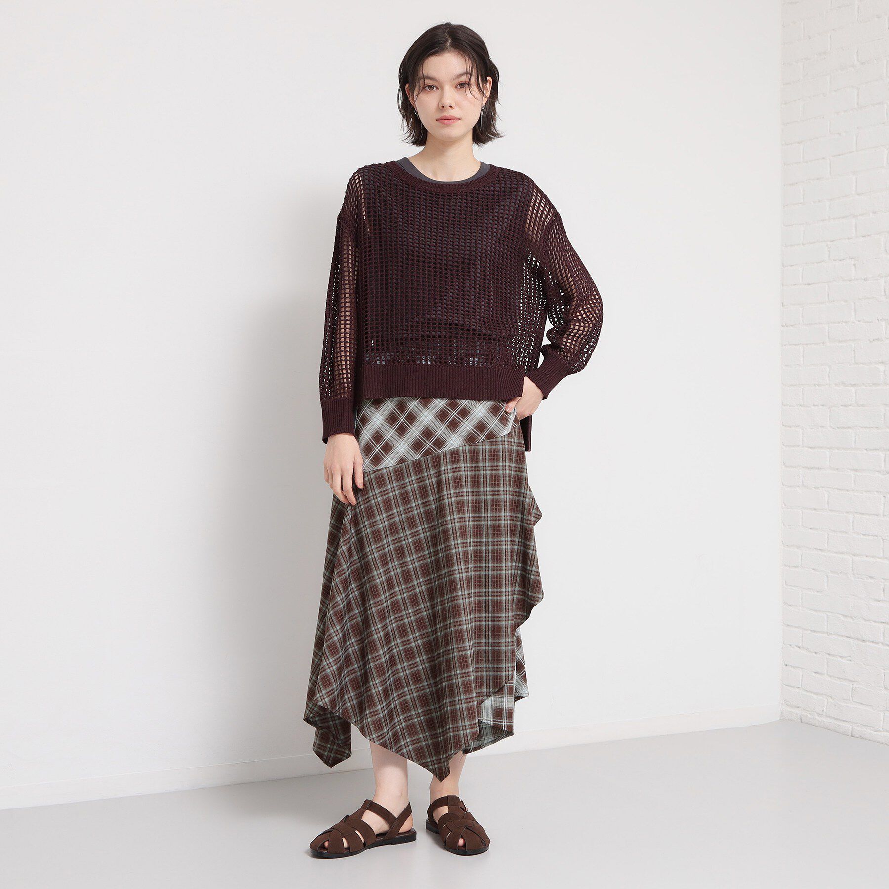 THE SHOP TK「チェック柄アシンメトリースカート」|スカート|