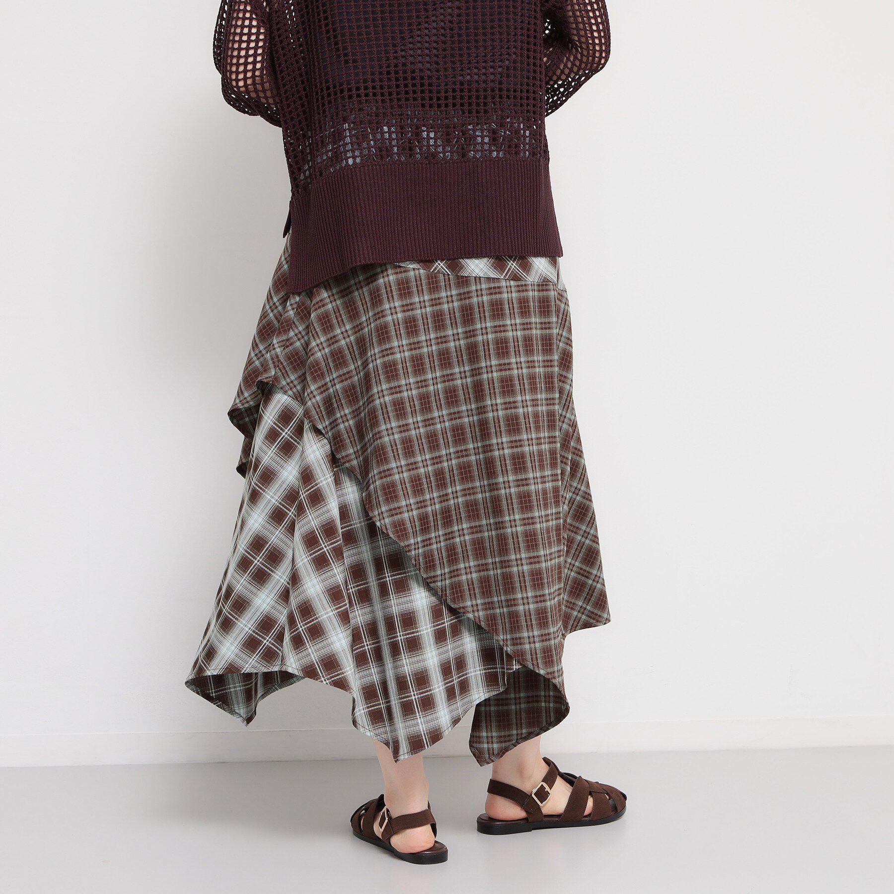 THE SHOP TK「チェック柄アシンメトリースカート」|スカート|