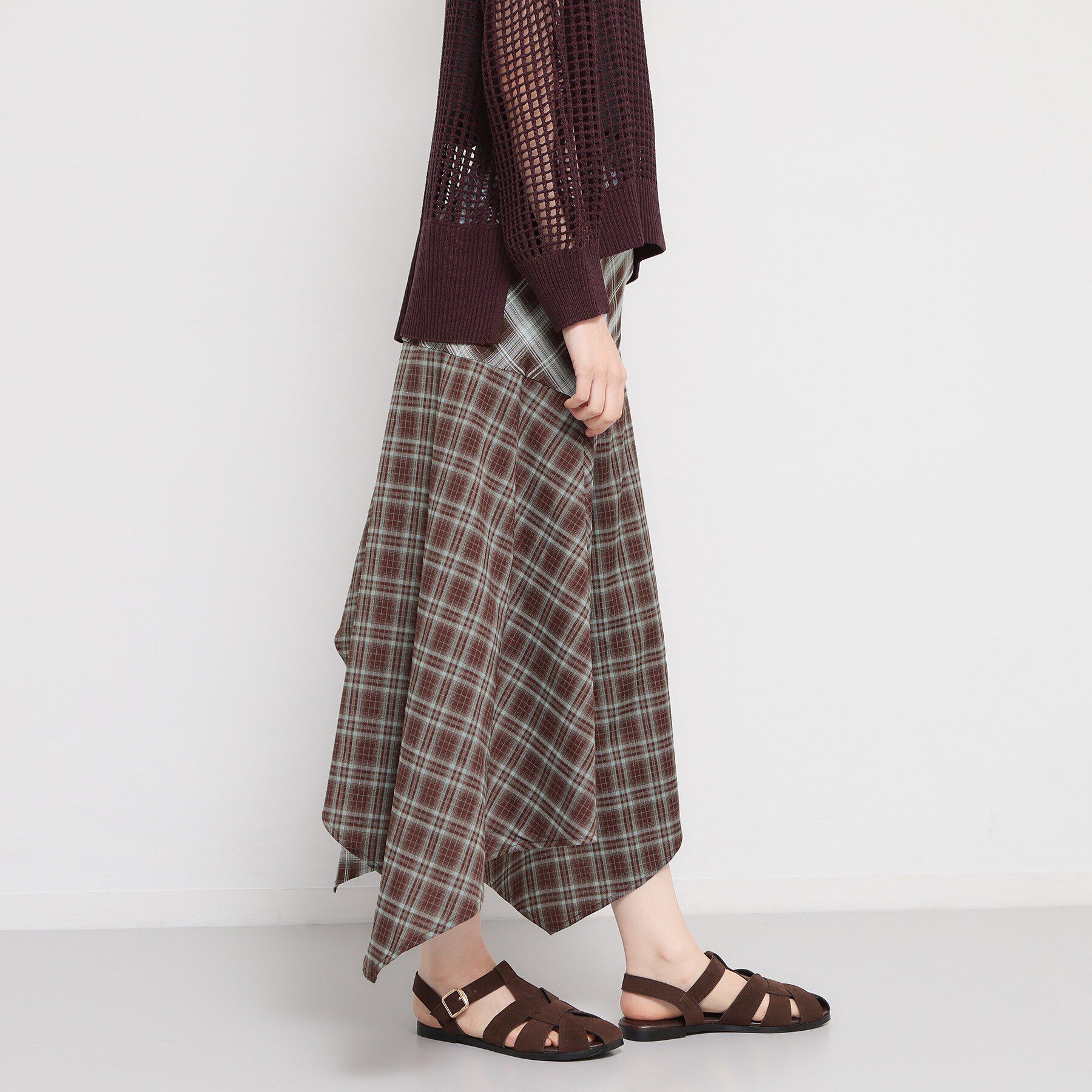 THE SHOP TK「チェック柄アシンメトリースカート」|スカート|