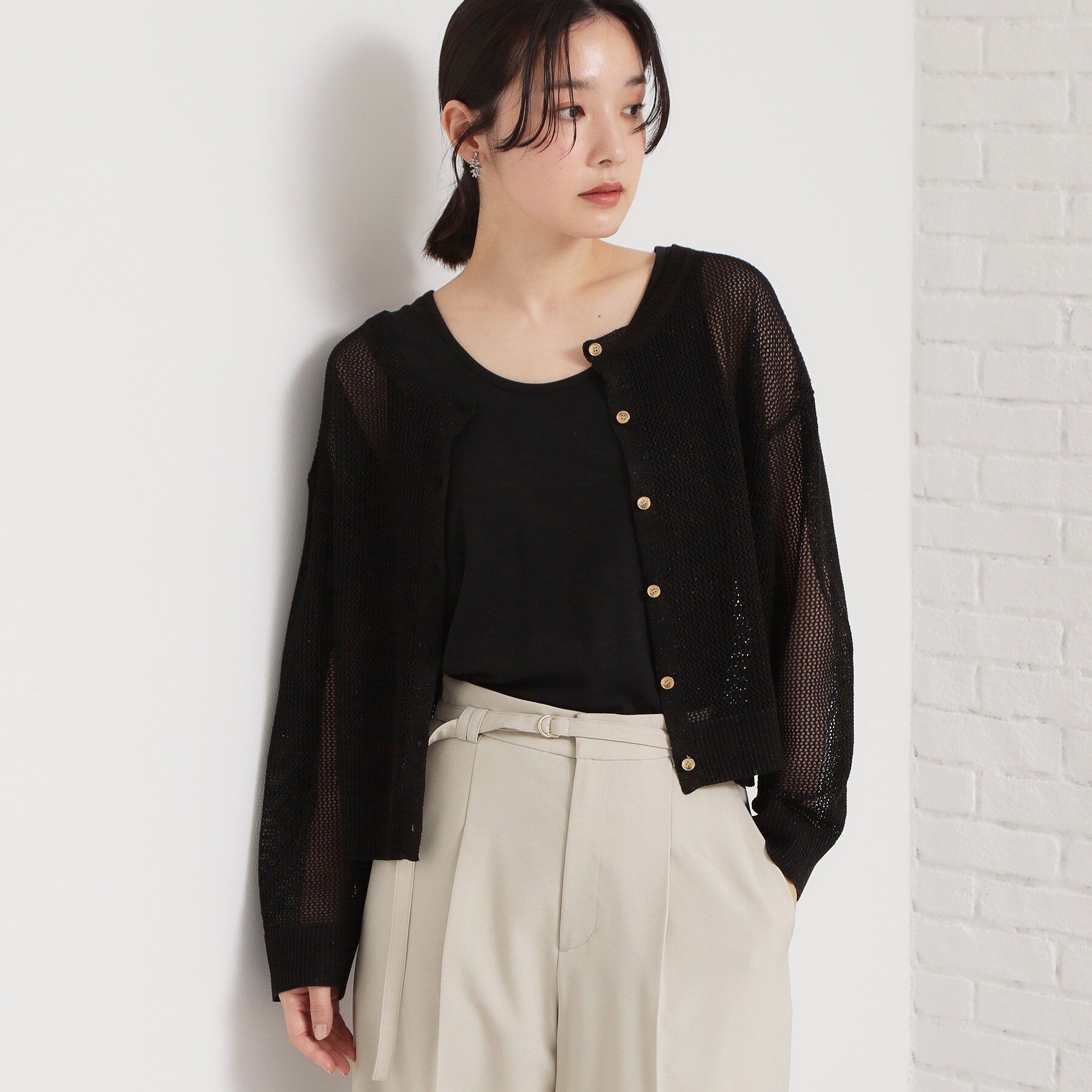 THE SHOP TK「【2点セット】前後2wayラメメッシュタンクセット」|ニット・セーター|ブラック(019)