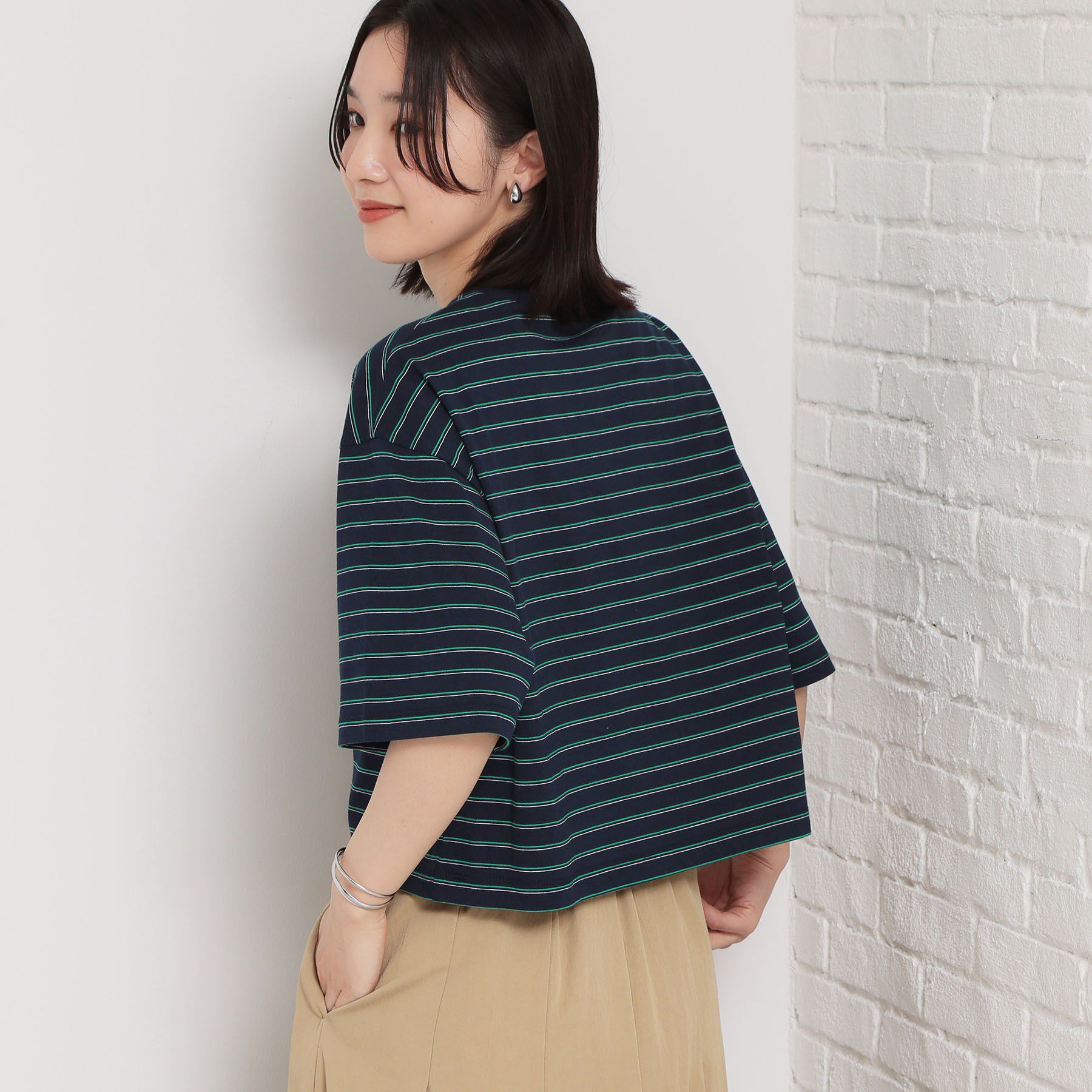 THE SHOP TK「ワンポイント刺繍マルチボーダーTee」|Tシャツ・カットソー|