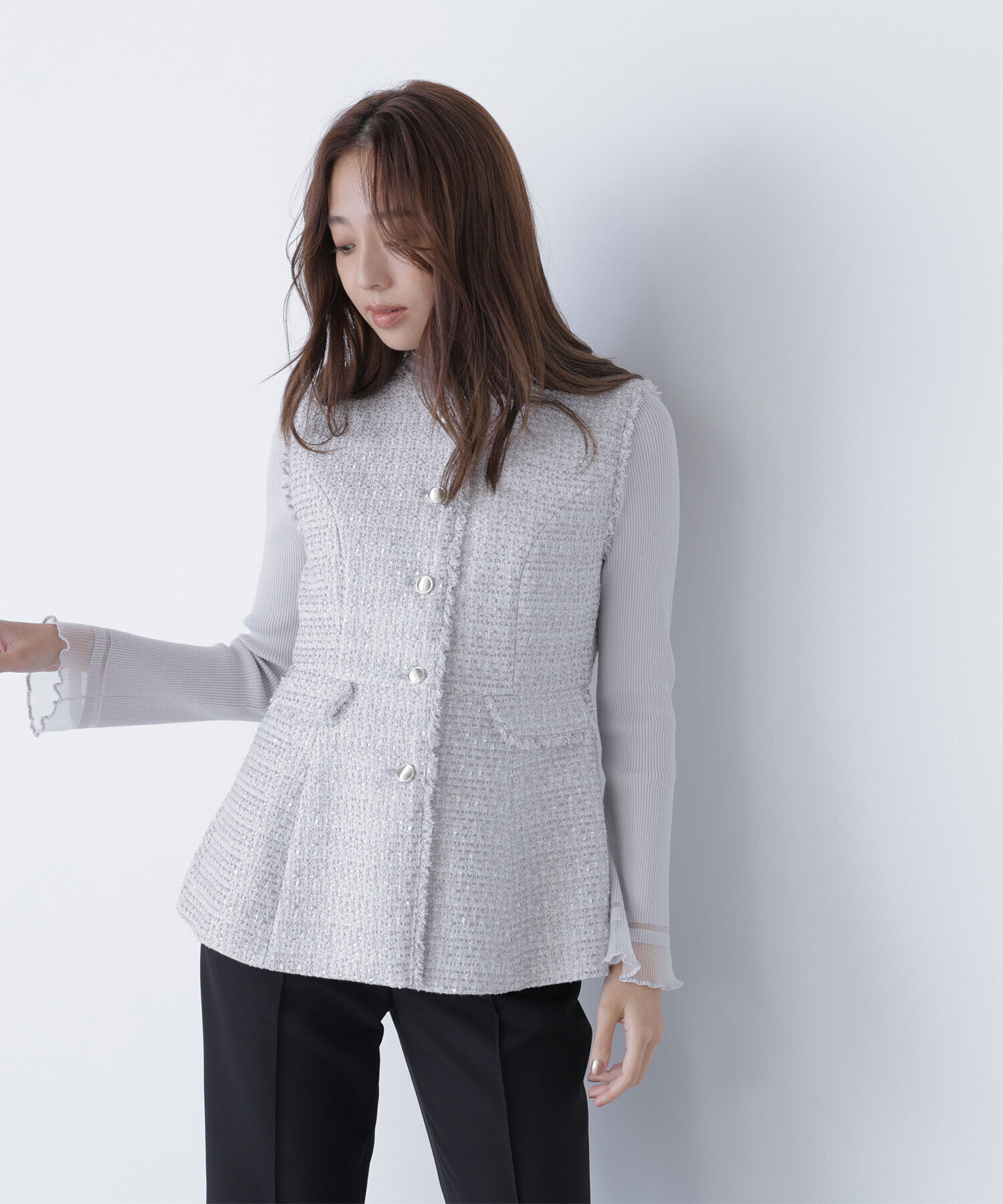  「&ldquo;さりげな&rdquo;シアースリーブニット」|ニット・セーター|