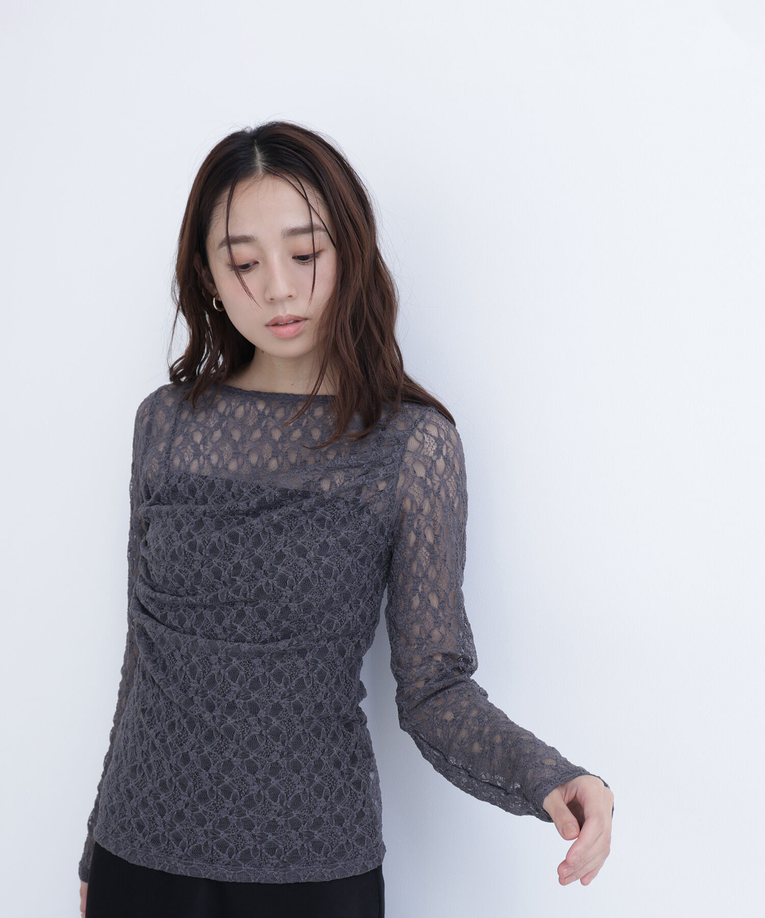  「レースドレープカットソー」|Tシャツ・カットソー|