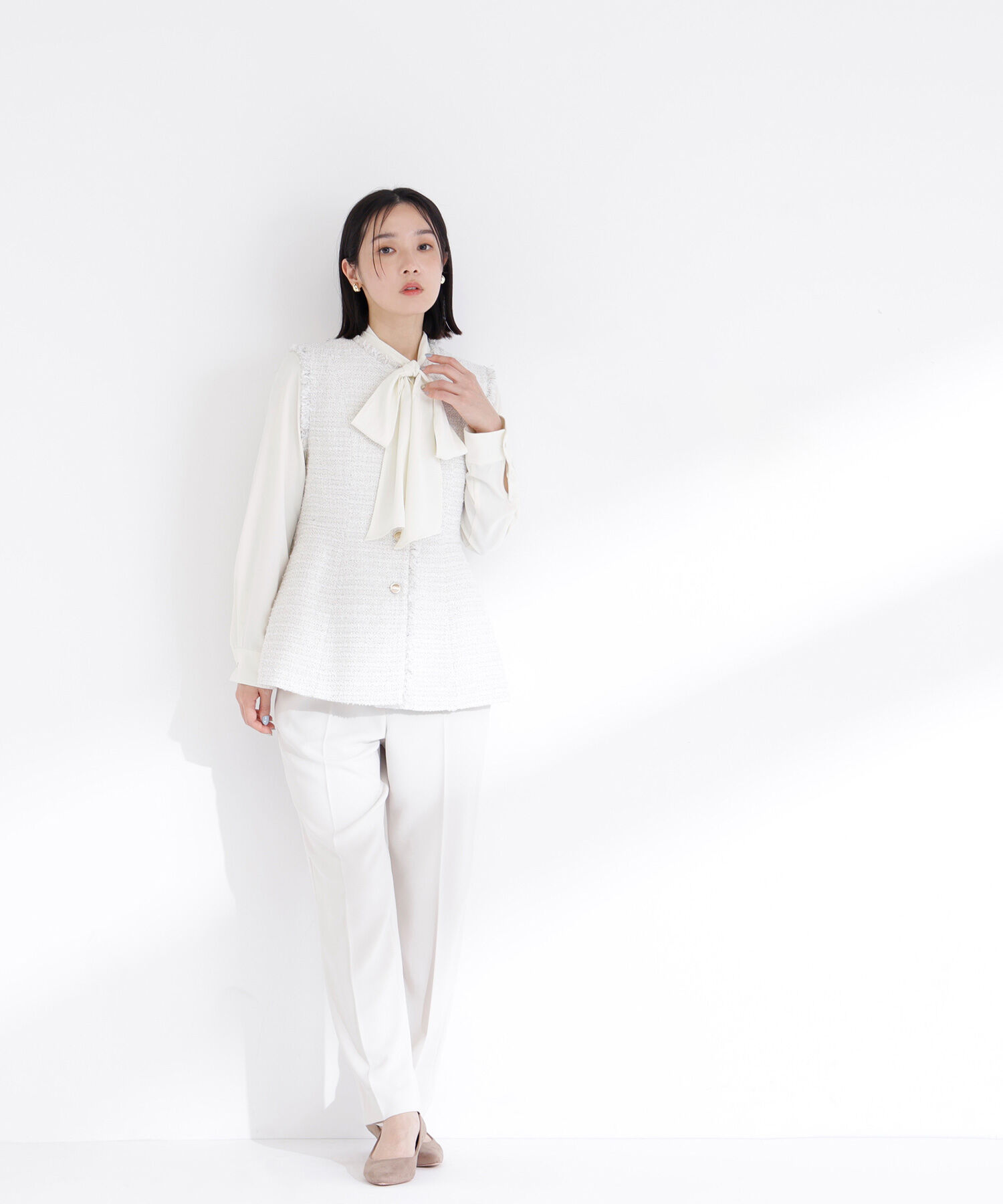  「ツイードシリーズ ペプラムジレ」|ブルゾン・スタジャン|