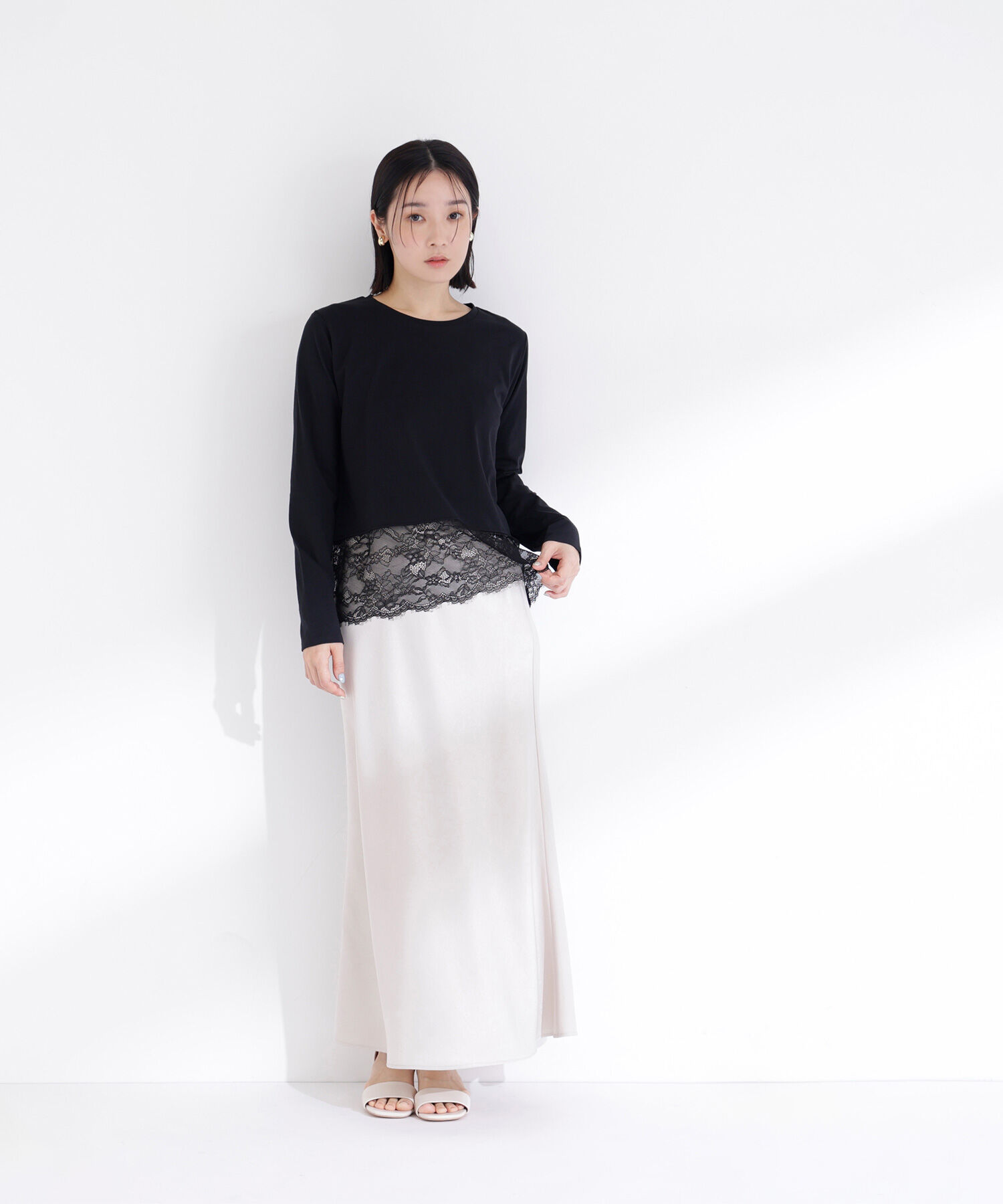  「レースドッキングカットソー」|Tシャツ・カットソー|
