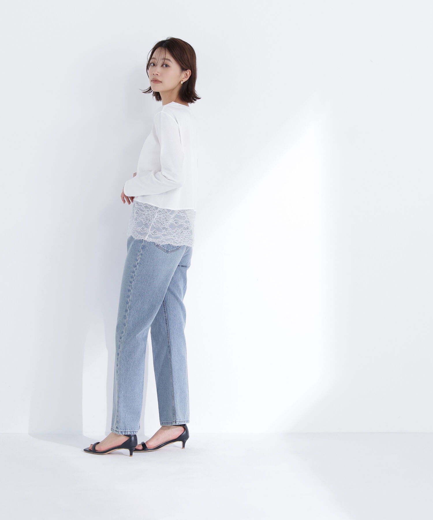  「レースドッキングカットソー」|Tシャツ・カットソー|