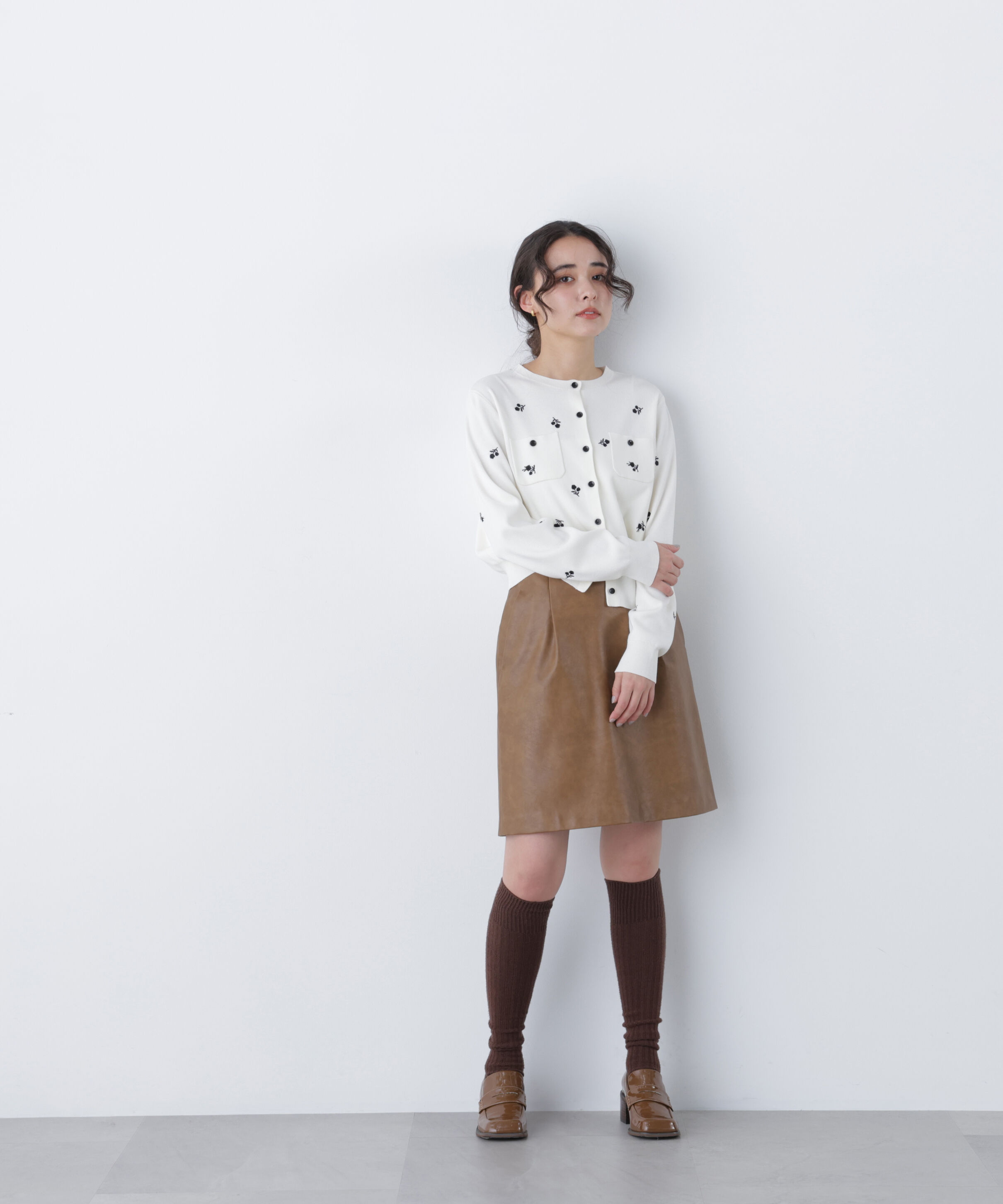  「〈N.〉フラワー刺繍ポケットカーデ」|ニット・セーター|