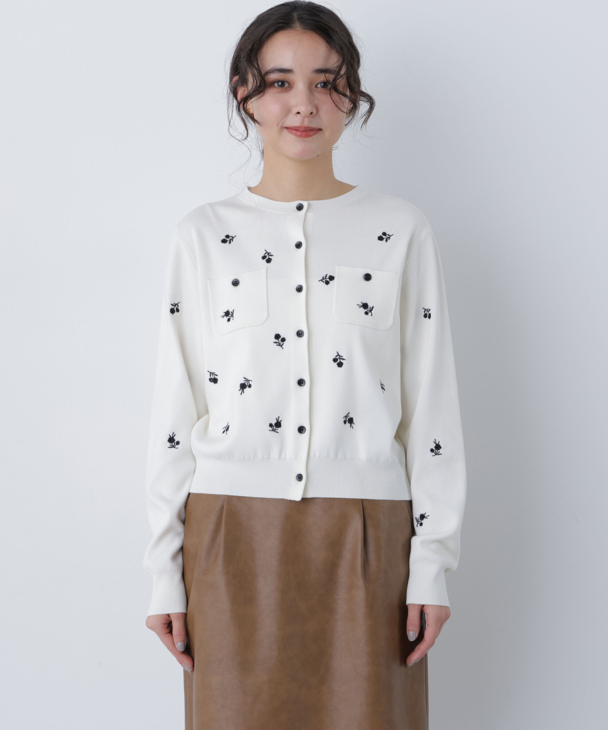  「〈N.〉フラワー刺繍ポケットカーデ」|ニット・セーター|