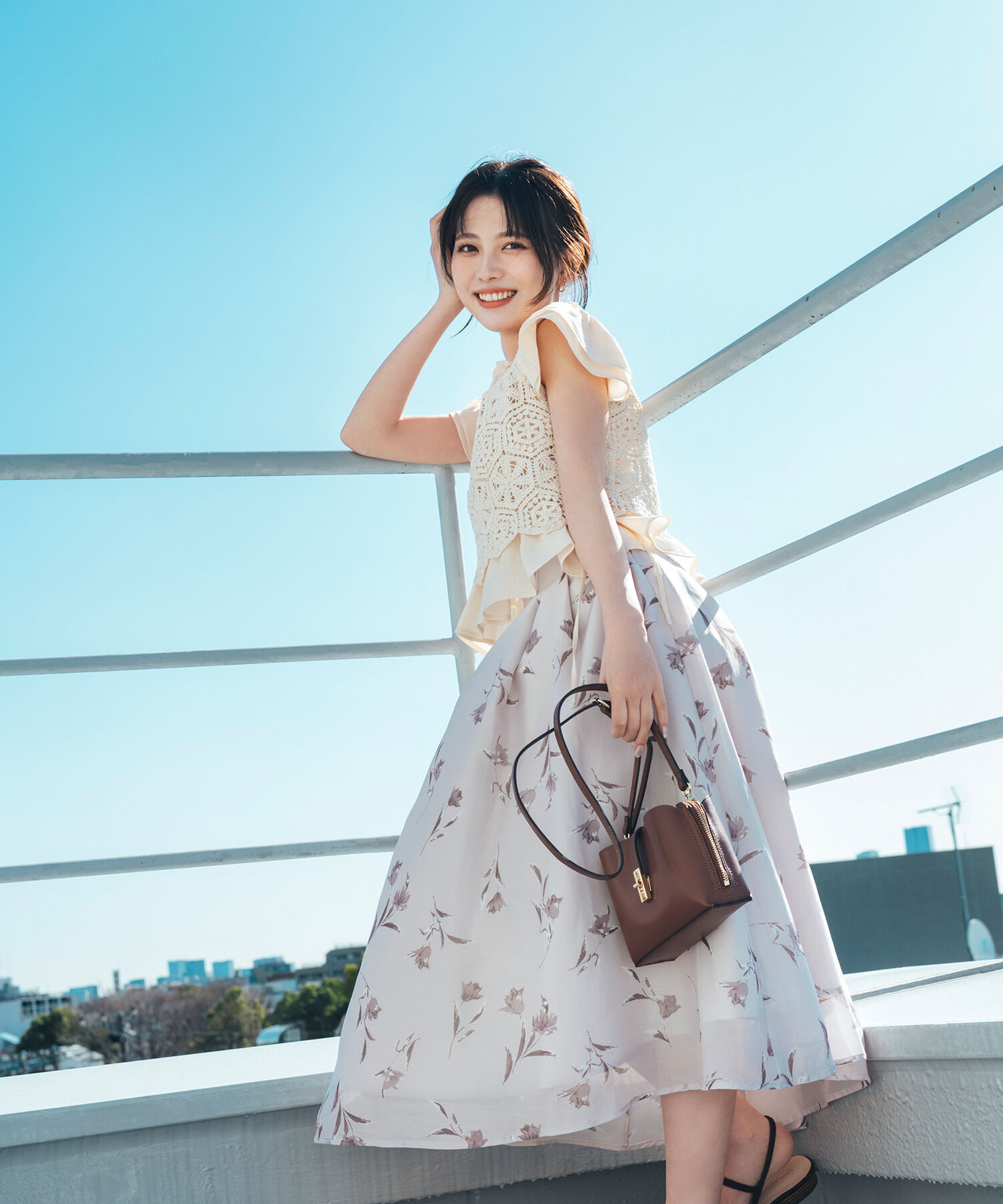  「フラワープリントフレアスカート」|スカート|ベージュベー 2