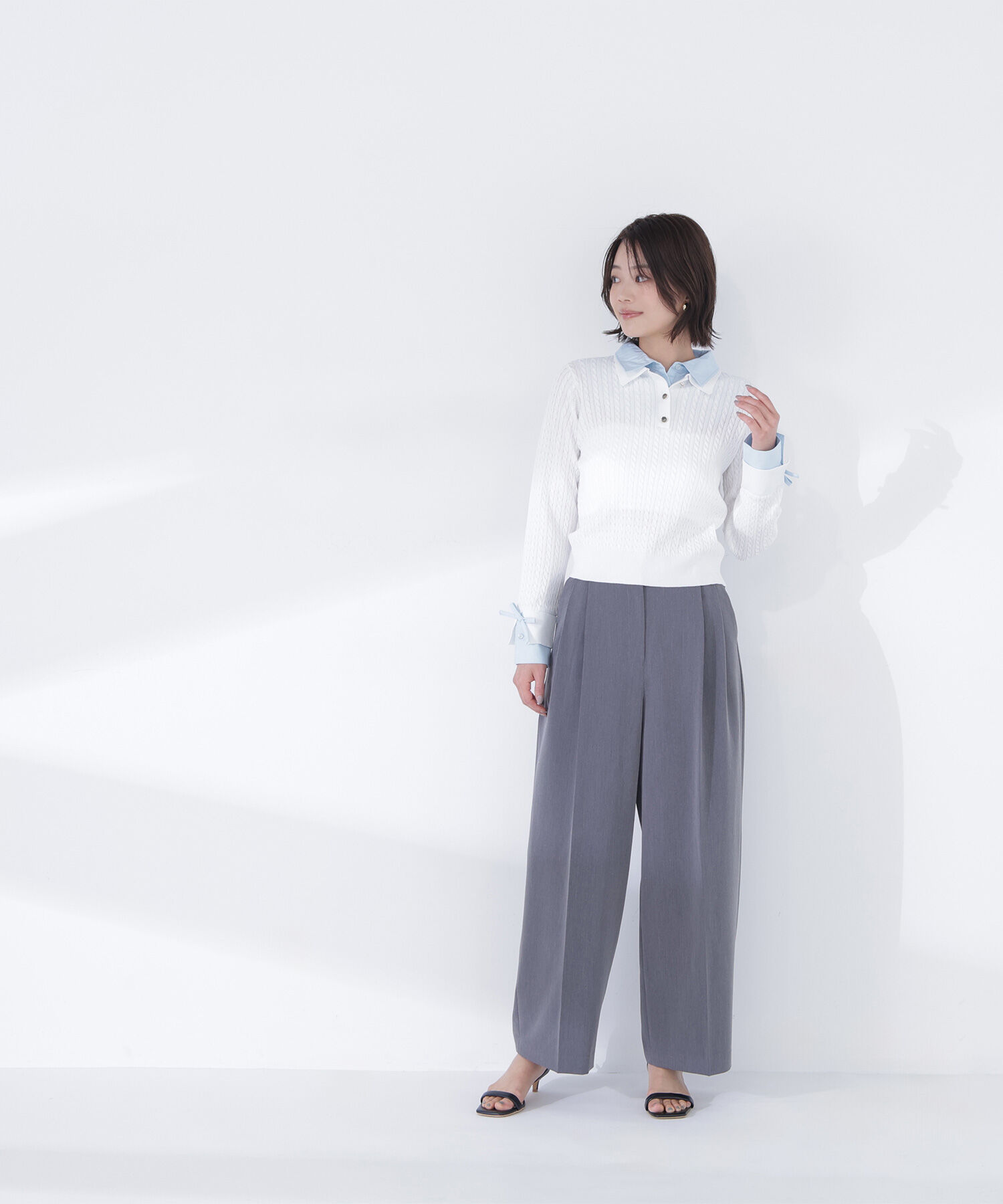  「シャツドッキングケーブルニット」|ニット・セーター|