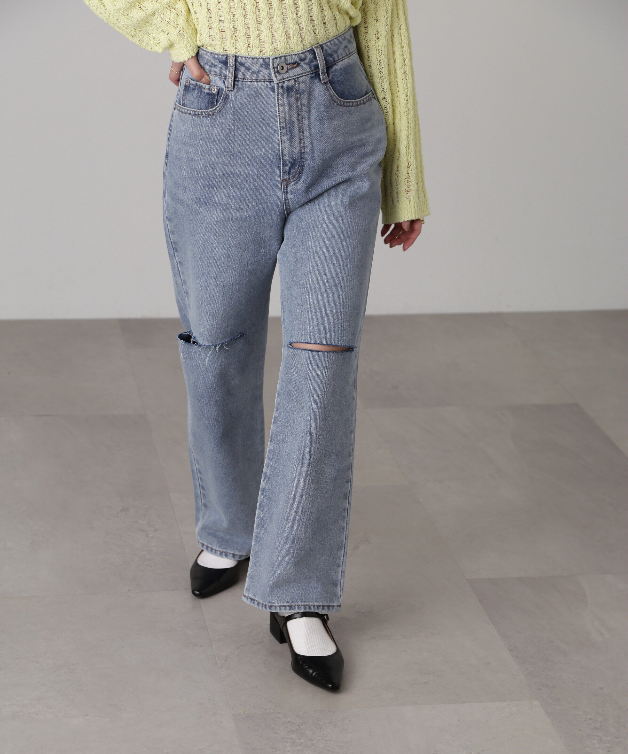  「[低身長サイズ/Sシリーズ]ニーカットストレートデニムパンツ」|その他|