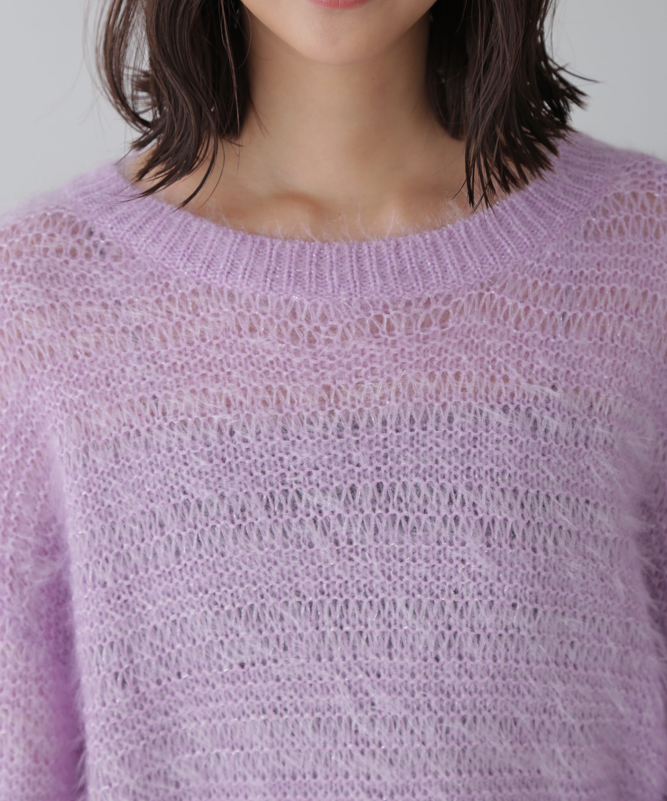  「ラメフェザーモヘヤライクニット」|ニット・セーター|