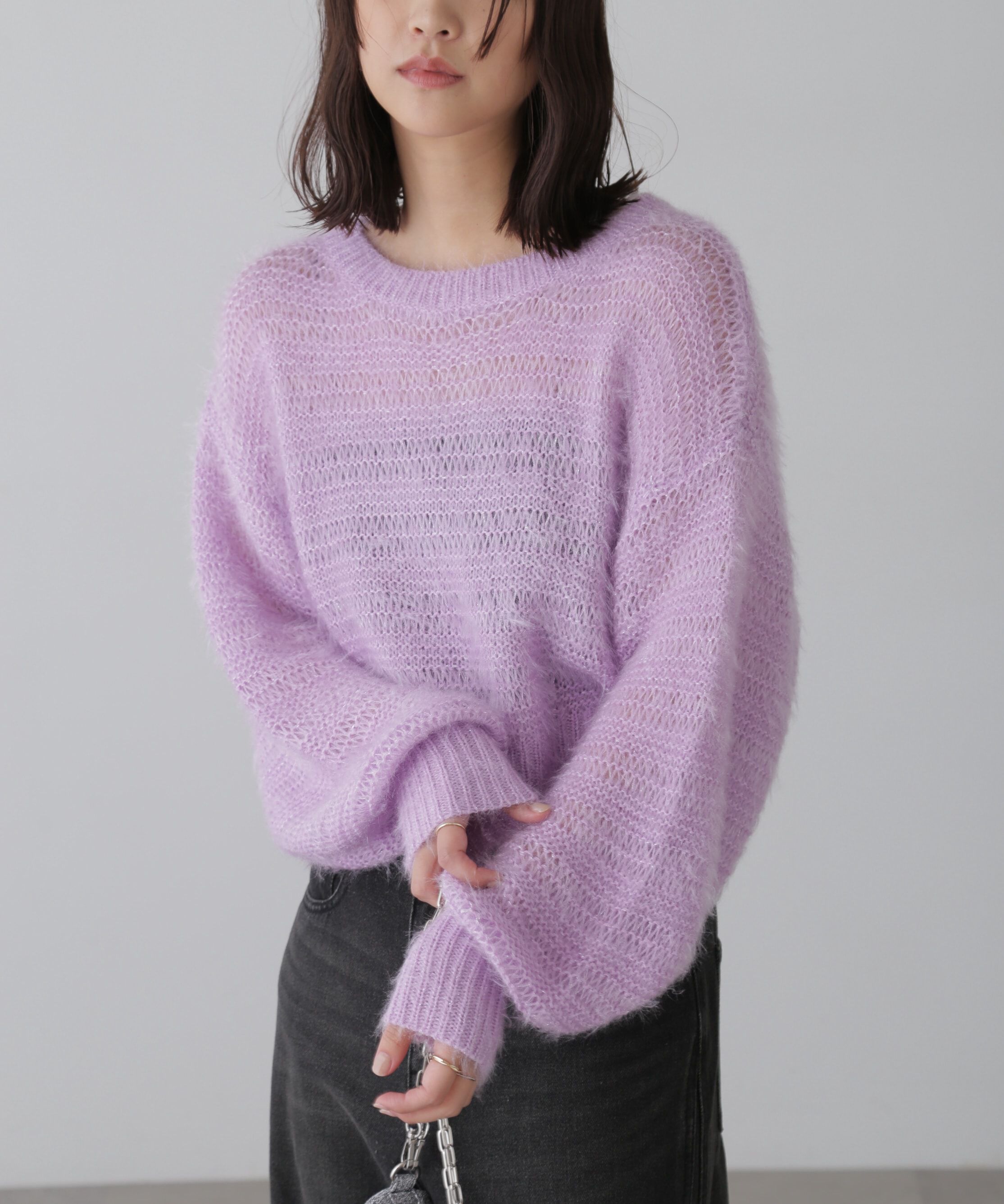  「ラメフェザーモヘヤライクニット」|ニット・セーター|