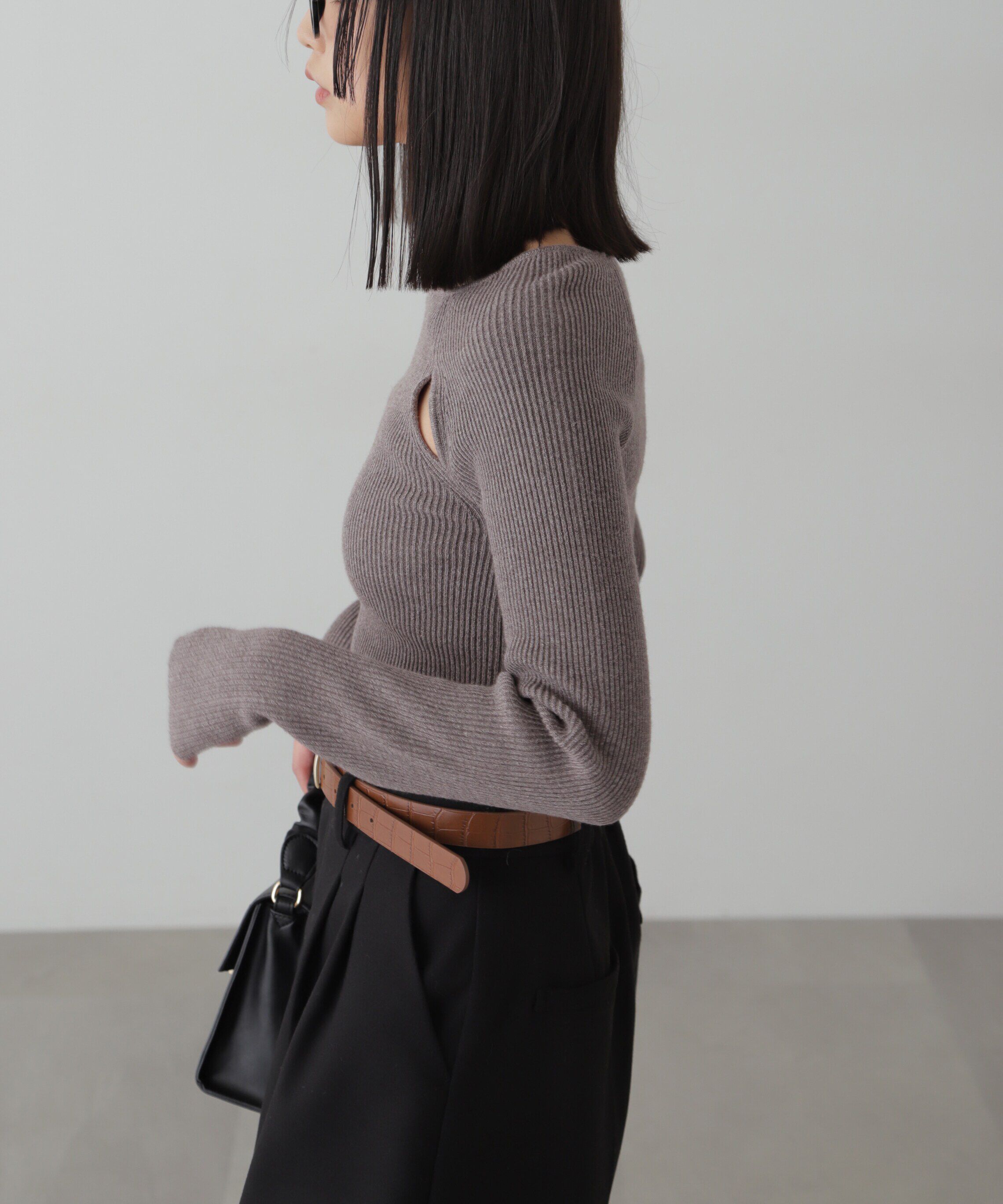  「クルーネックカッティングニット」|ニット・セーター|