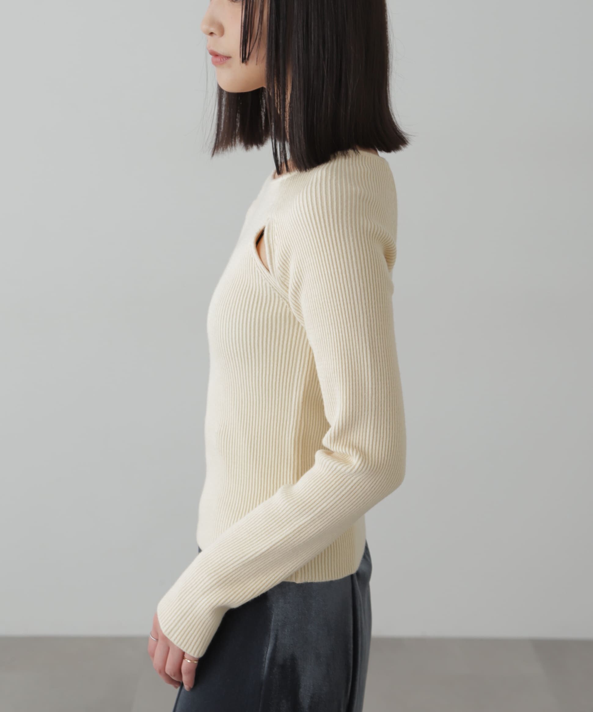  「クルーネックカッティングニット」|ニット・セーター|