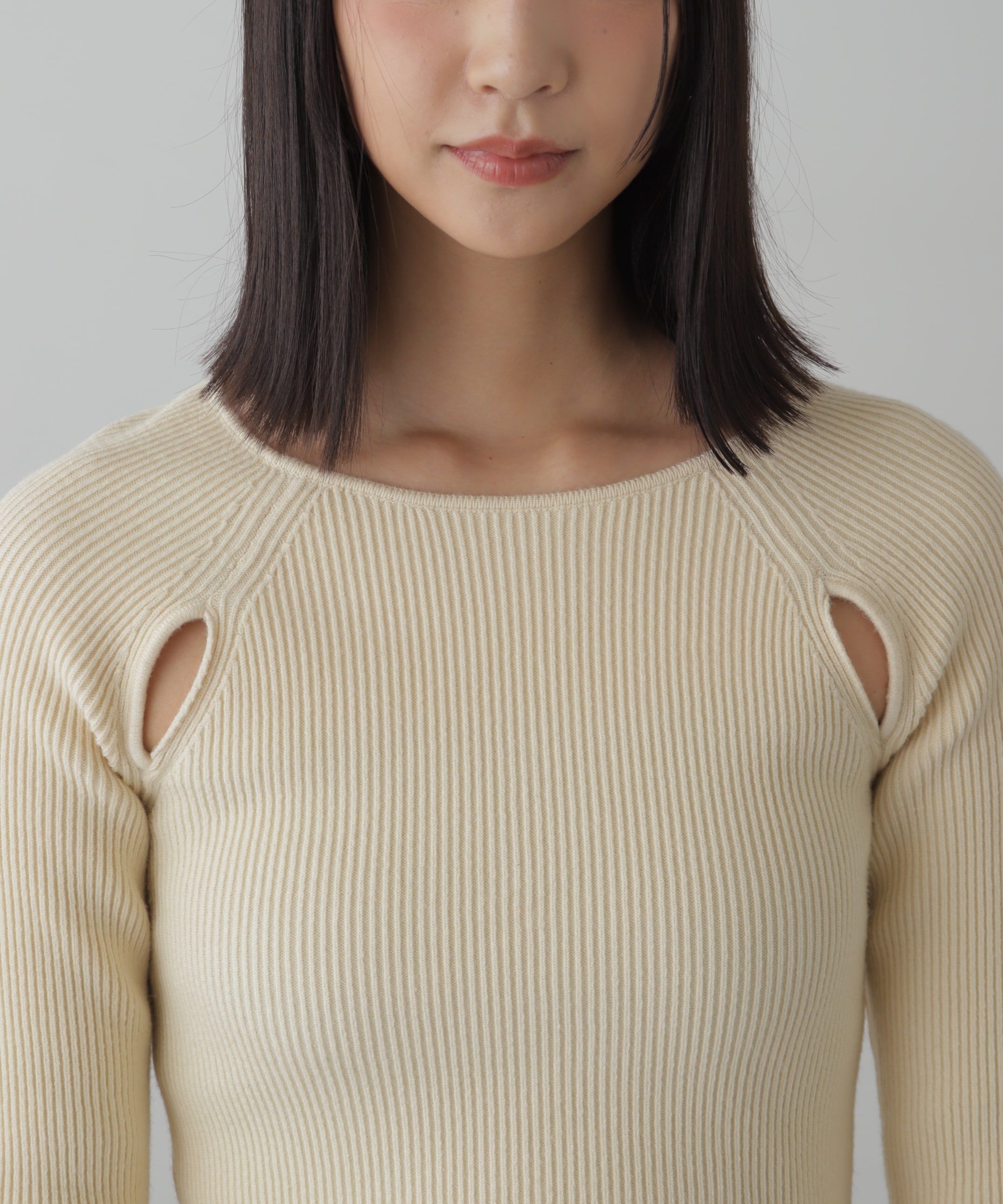  「クルーネックカッティングニット」|ニット・セーター|