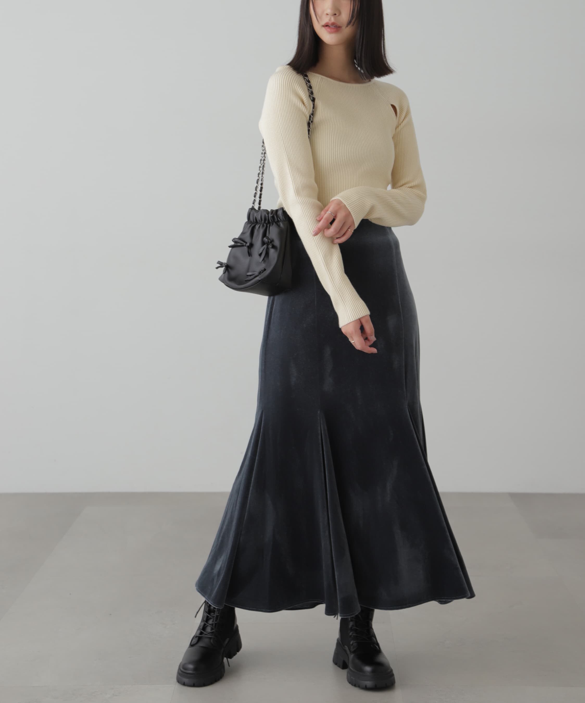  「クルーネックカッティングニット」|ニット・セーター|