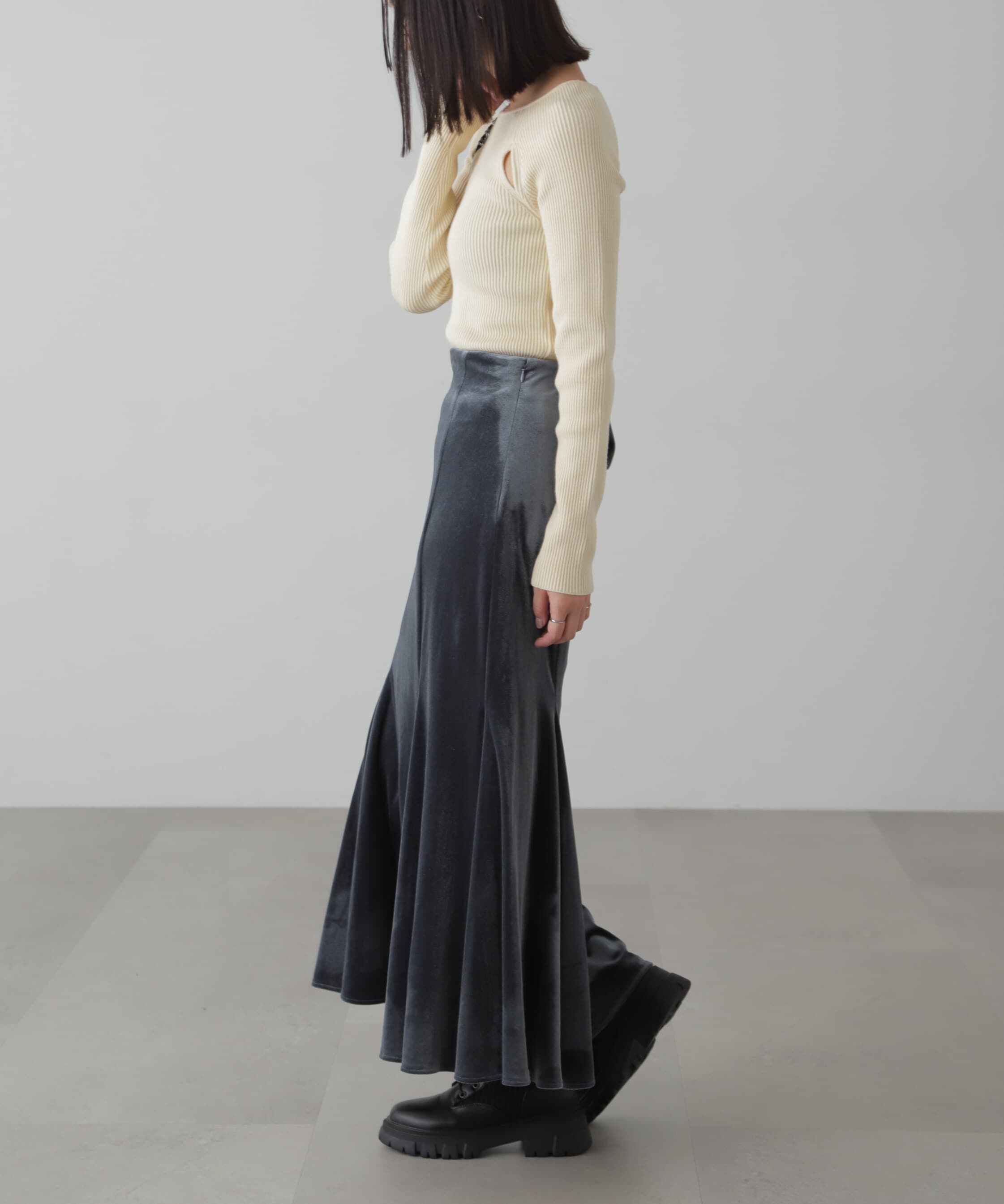  「クルーネックカッティングニット」|ニット・セーター|